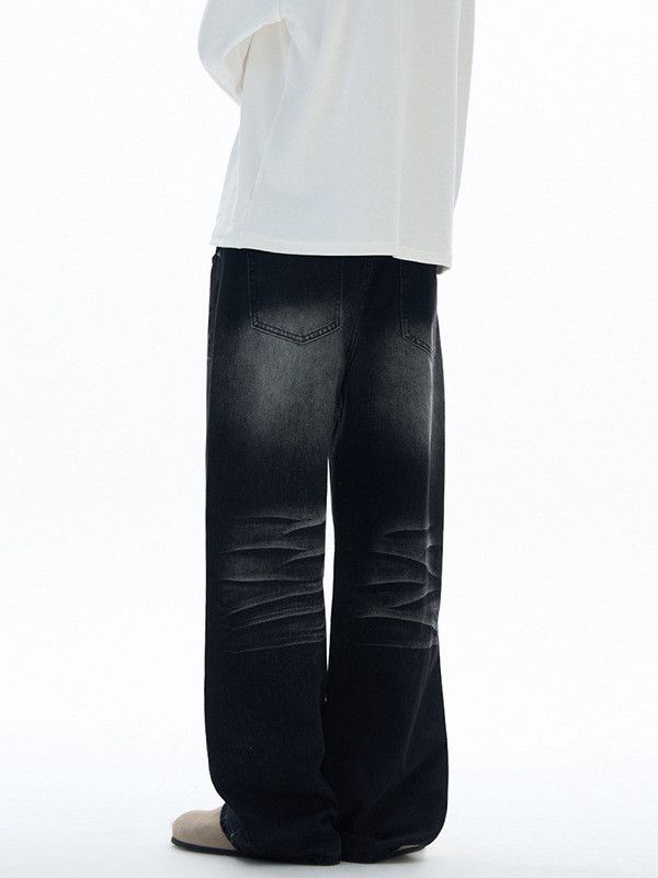 Japanese Brand Men's American street loose washed distressed black jeans Size US 32 / EU 48 - 4 Thumbnail