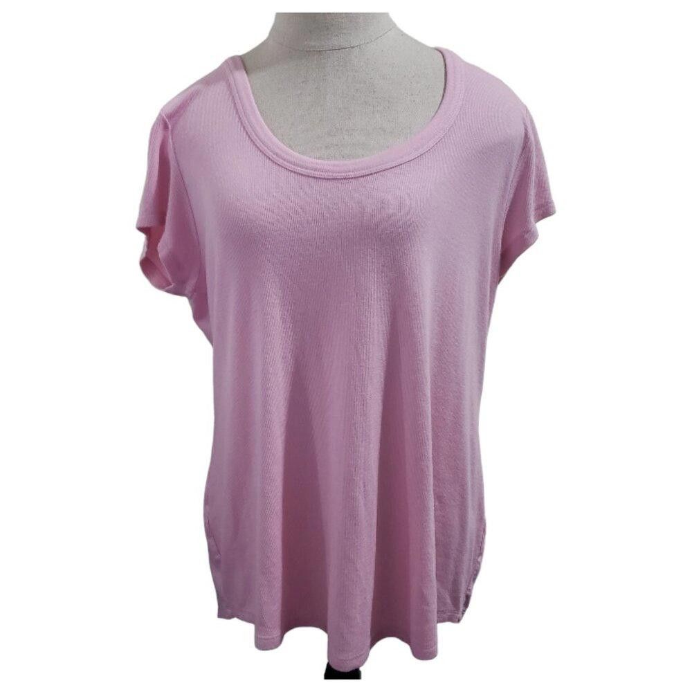 Magaschoni CT1687 Magaschoni Pink Ribbed Short Sleeve Top L Size L / US 10 / IT 46 - 1 Thumbnail
