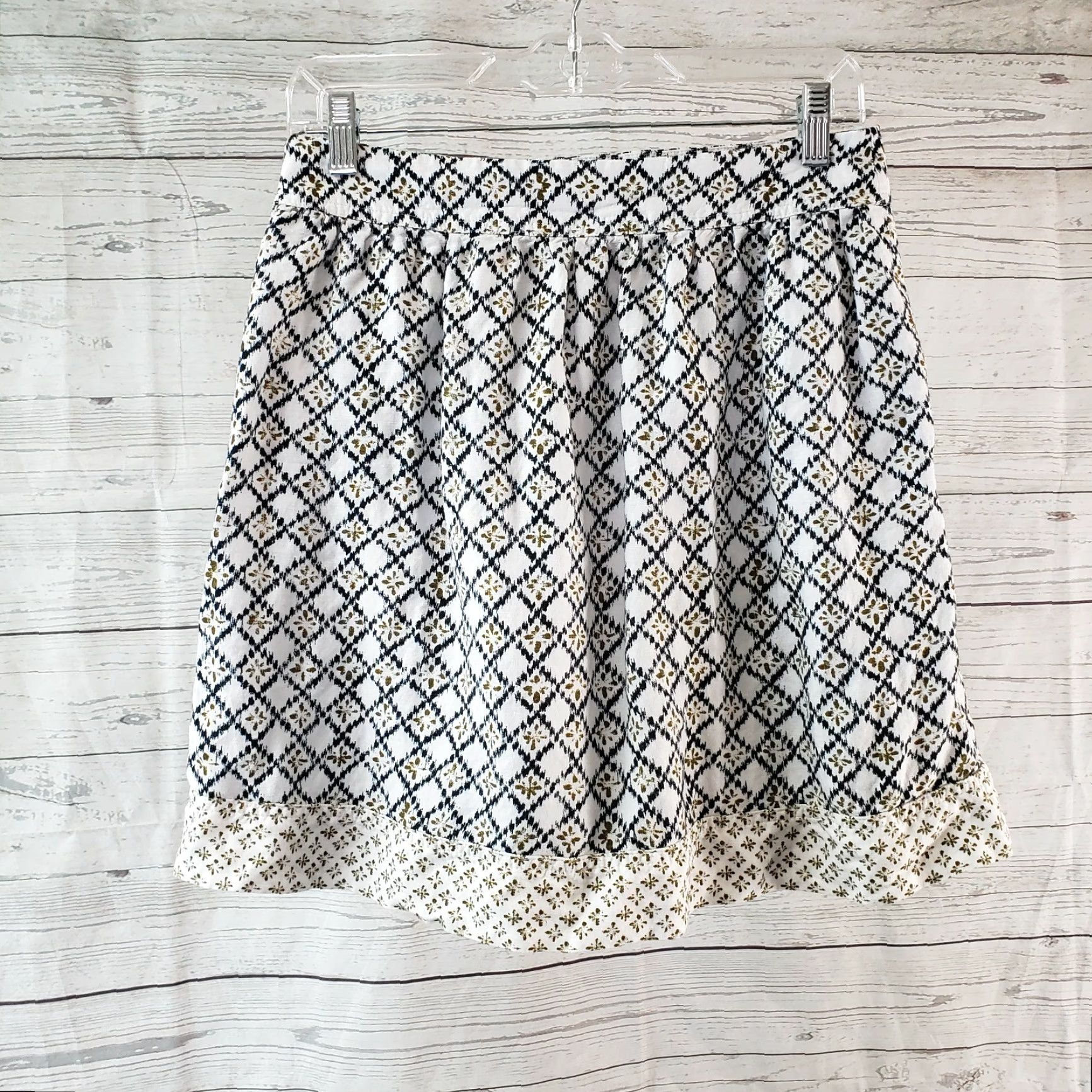 Loft LOFT Ann Taylor Womens Skirt Sz 4 A-Line Linen Blend Pockets Zip White Black Multicolor Short 17.5" Waist 13.5" News? Size 27" / US 4 / IT 40 - 3 Thumbnail