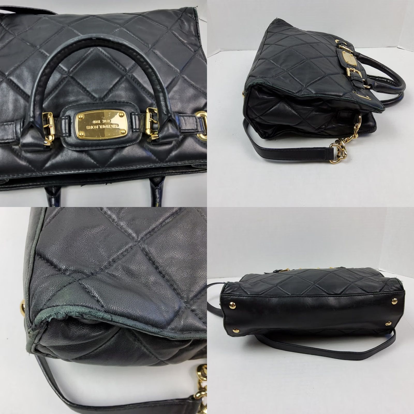 Michael Kors Michael Kors MK Quilted Shoulder Handbag Purse Bag Leather Black Women Purposed MK Shoulder Bag Size ONE SIZE - 8 Thumbnail