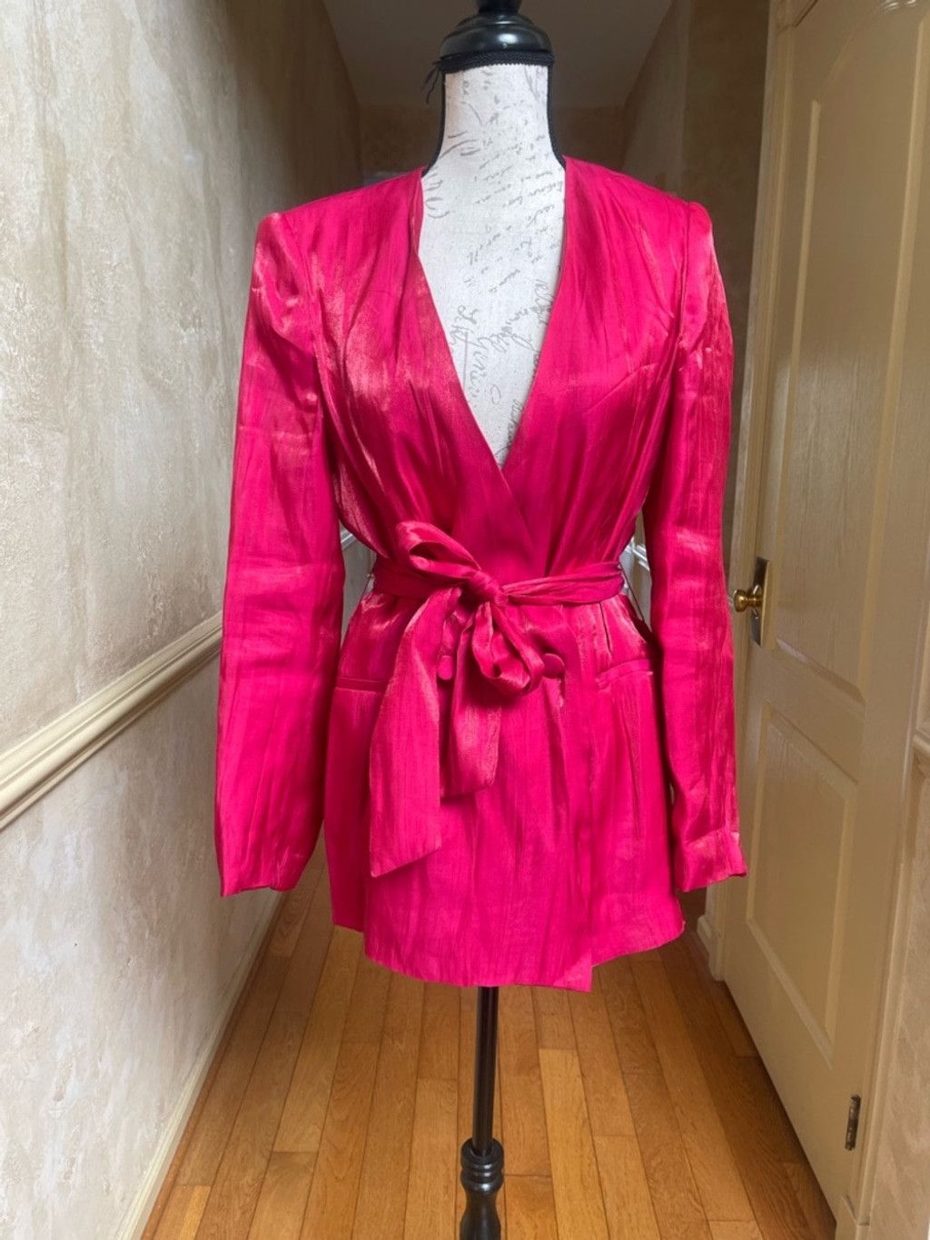 Zara ZARA Blazer Wrinkle Effect Belted fuchsia M Dopamine Glam Size M / US 6-8 / IT 42-44 - 5 Thumbnail