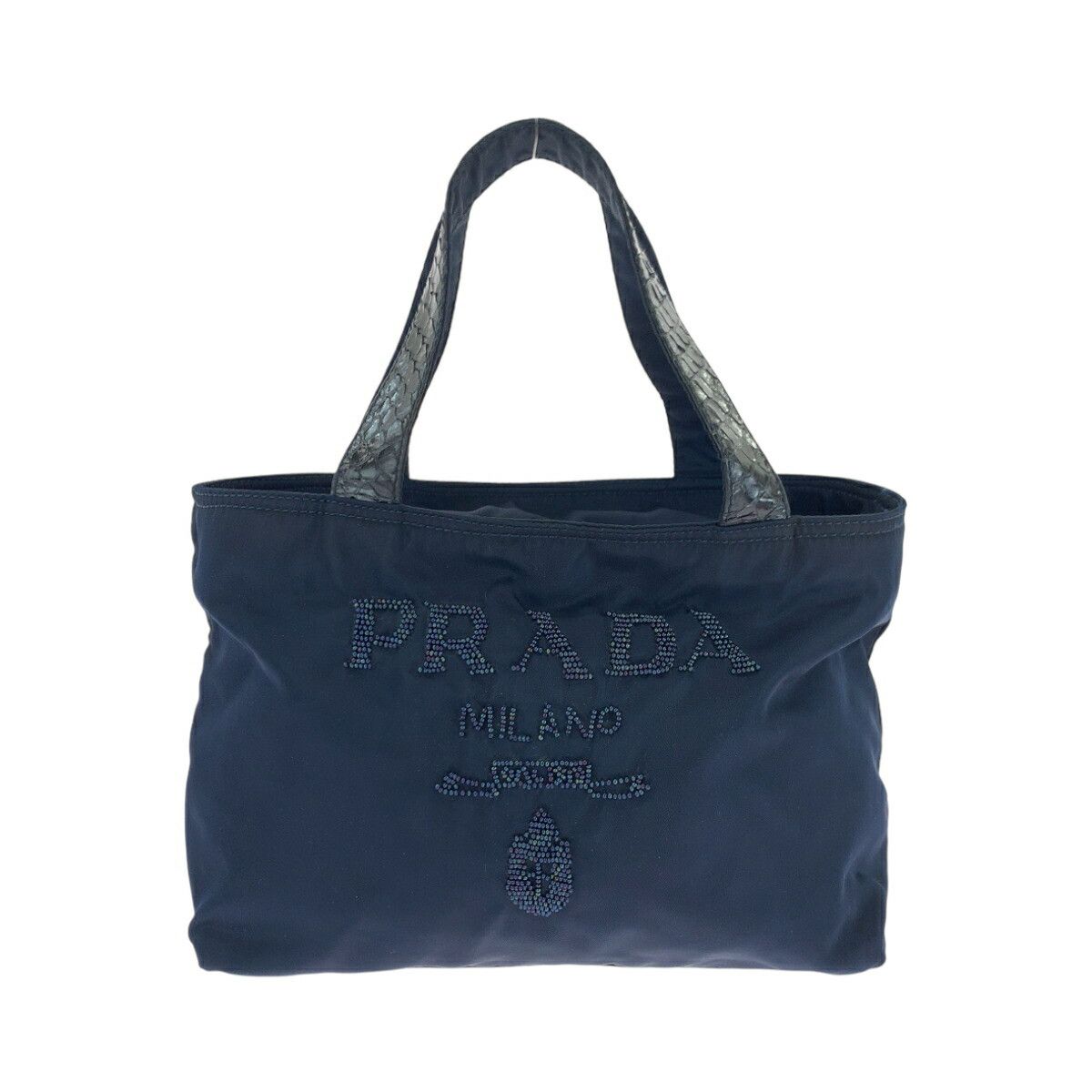 Prada Prada Beads Python Tessuto Handbag Others Tote Bag in Blue, Women's