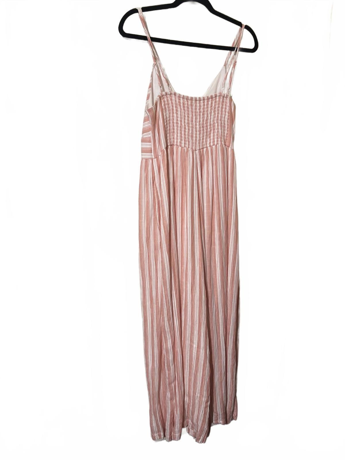 American Eagle Outfitters American Eagle coral & White Striped WideLeg Jumpsuit L NWOT Size 36" / US 14 / IT 50 - 6 Thumbnail