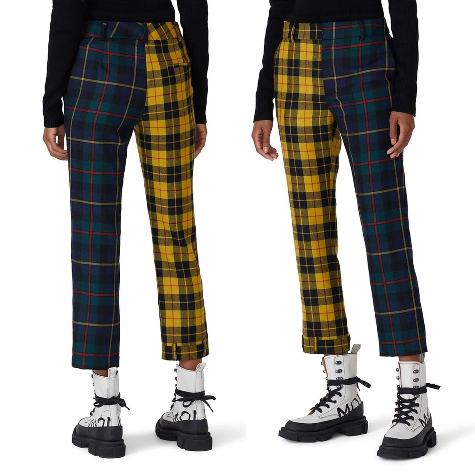 MONSE MONSE Colorblock Plaid Wool Trousers Made in USA Size 4 Size 27" / US 4 / IT 40 - 3 Thumbnail