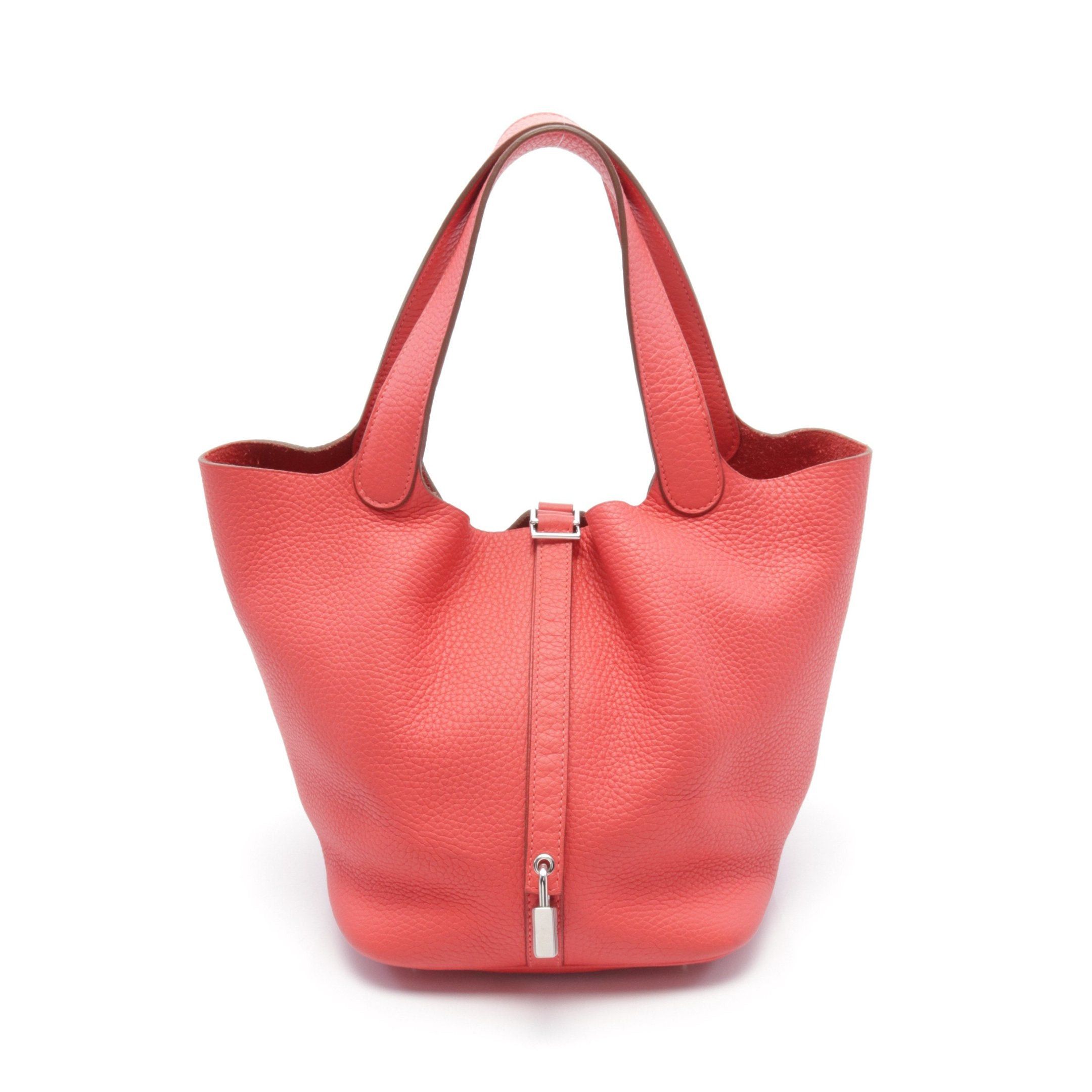 Hermes Hermes Picotan Lock Pm Rouge Pivoine Handbag Clemence Leather Orange Red Silver Hardware □ R Stamp Size ONE SIZE - 1 Thumbnail