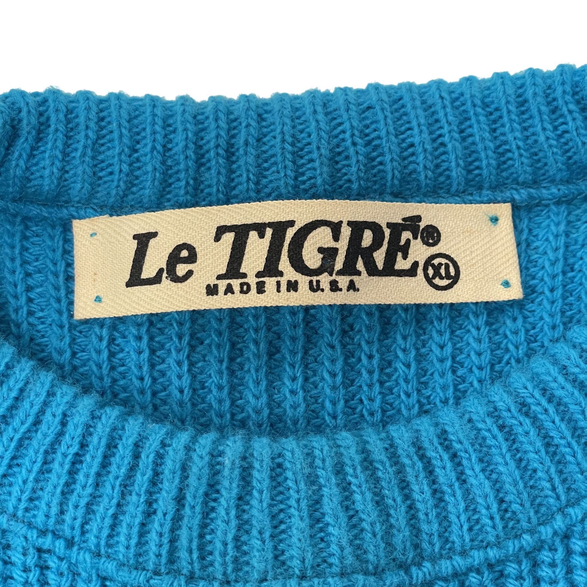 Le TIGRE NOS New Vtg Le Tigre AQUA Crewneck KNIT Streetwear Sweater Size US XL / EU 56 / 4 - 4 Thumbnail