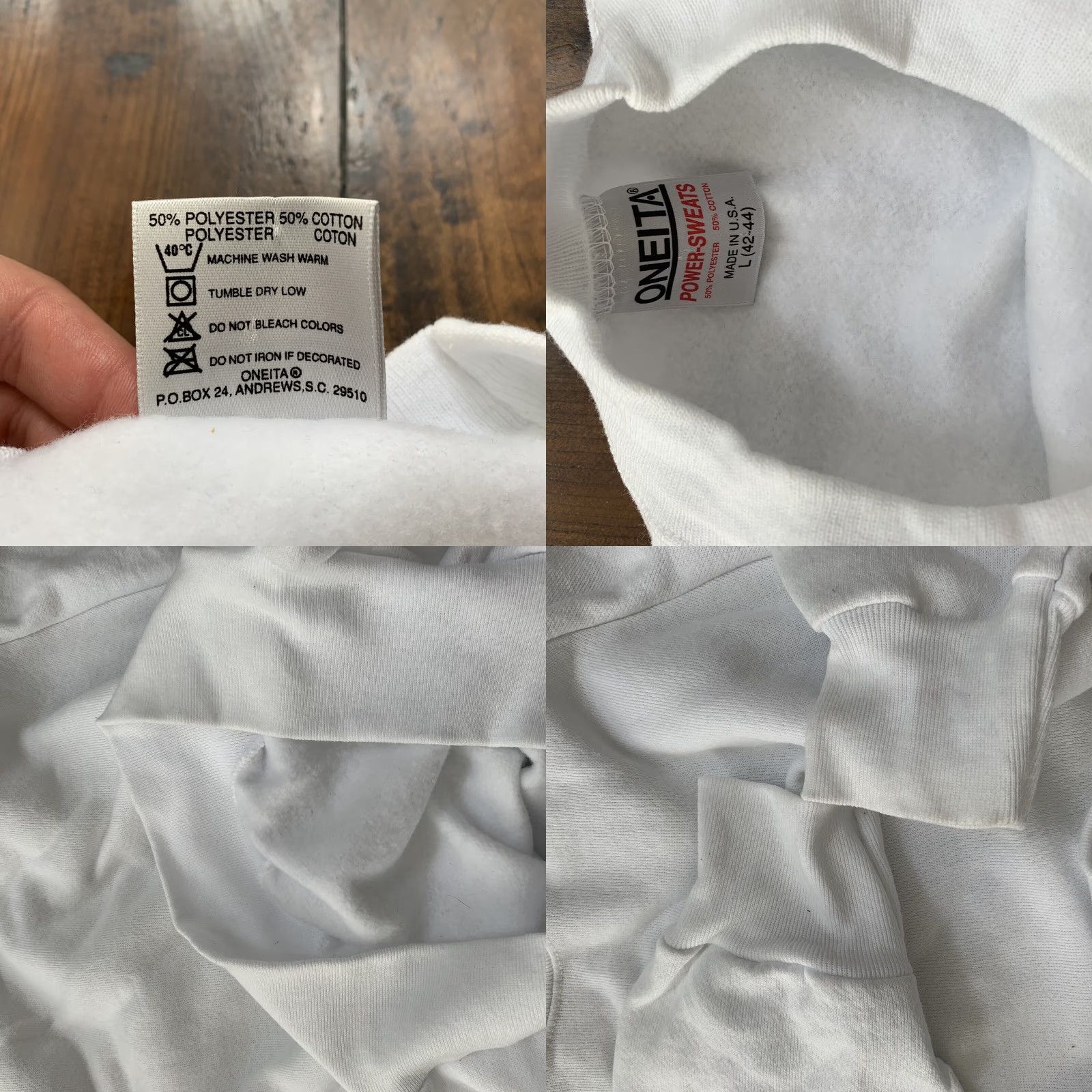 Vintage VINTAGE Oneita BLANK White Sweatshirt T-Shirt 90s Rap Jumper Crew Neck Mens L White 90s Vintage Men Size US L / EU 52-54 / 3 - 8 Thumbnail