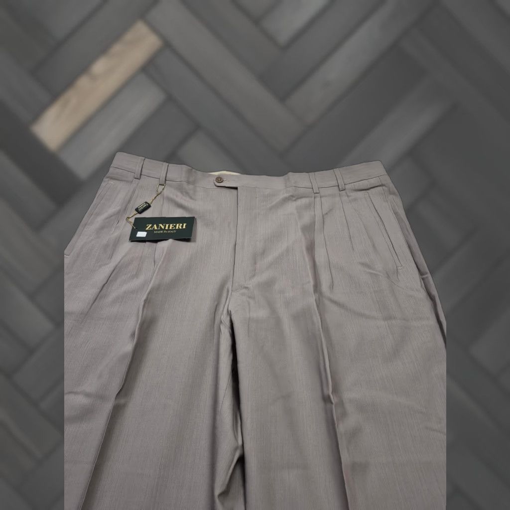 Vintage Zanieri Dress Pants Mens 44 Beige Wool Pleated Straight Unhemmed Italy Dress Pants Mens 44 Beige Wool Pleated Straight Unhemmed Italy Size US 44 / EU 60 - 1 Thumbnail