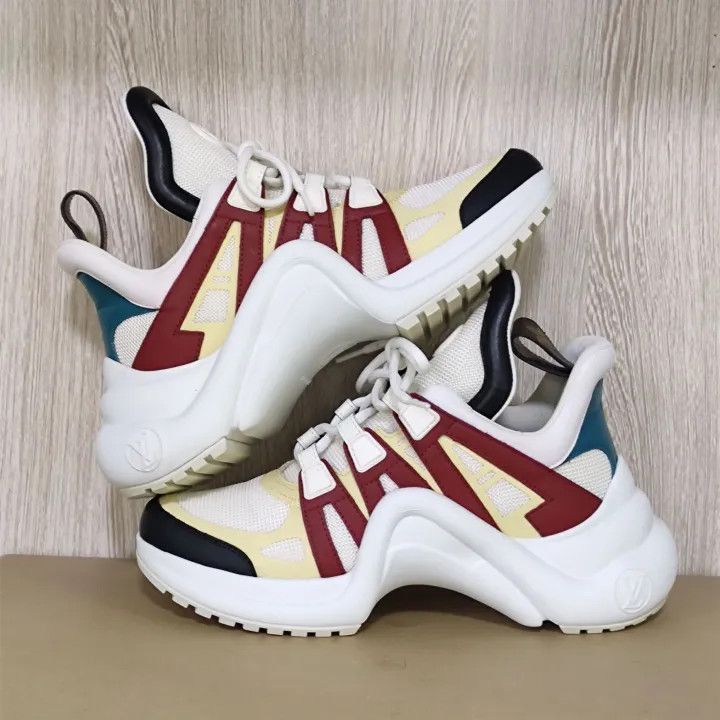 Louis Vuitton Louis Vuitton Stylish Low-Top Sneakers in White Red Yellow Size US 5.5 / EU 38 - 5 Thumbnail