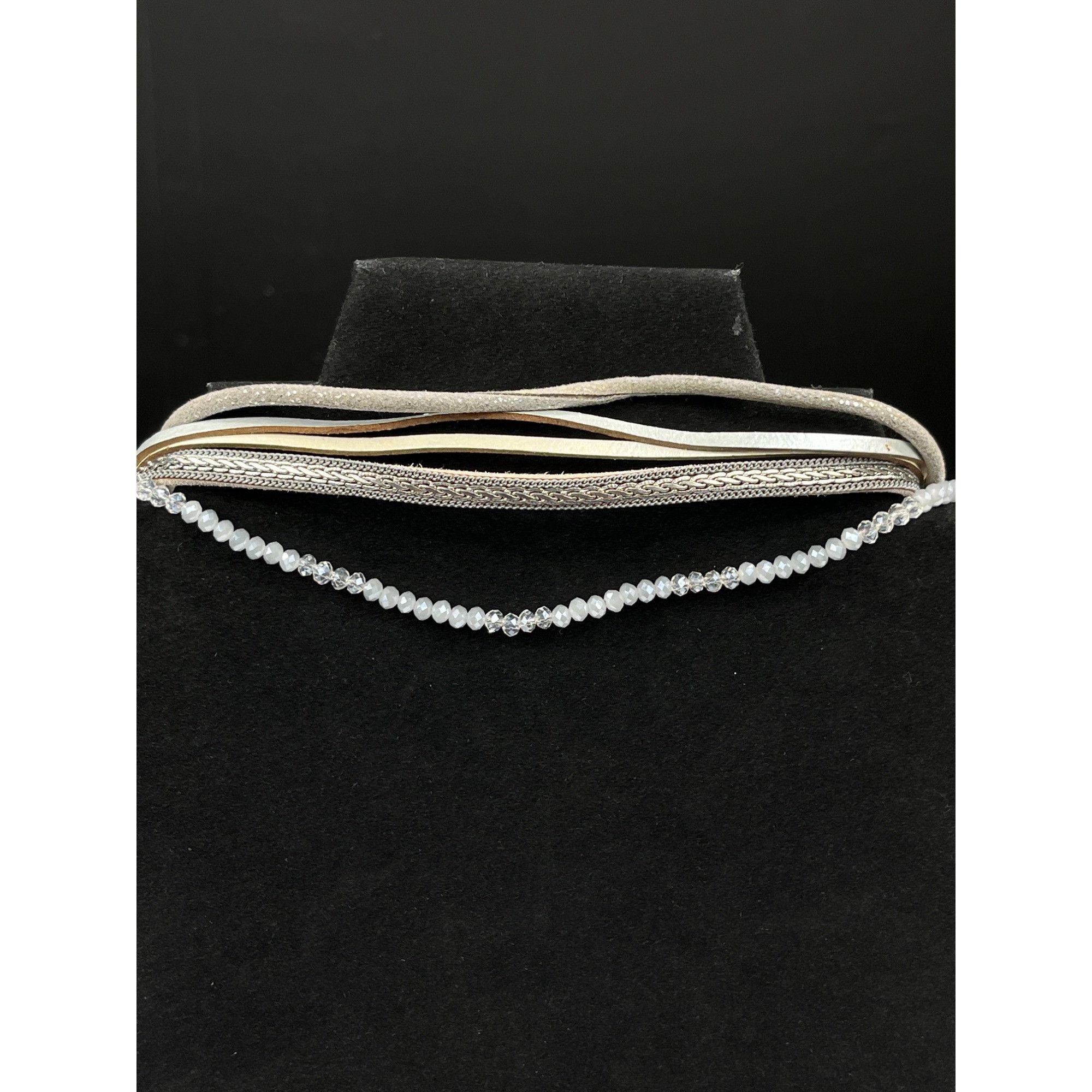 Vintage Multi Strand Necklace SKU 7857 With Large Hammered Silver Di Size ONE SIZE - 4 Thumbnail
