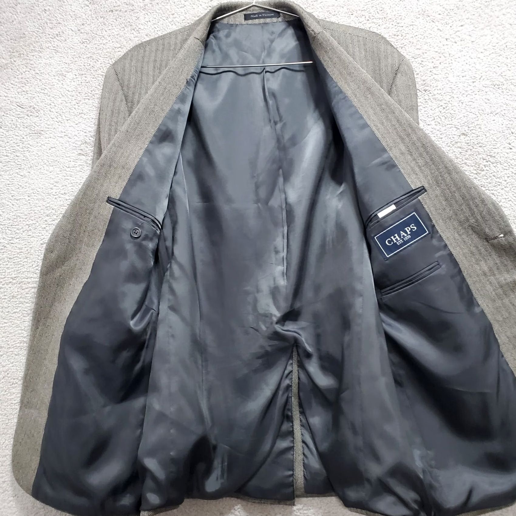 Chaps Chaps Blazer Jacket Men's 42R Tan Black Herringbone 100% Wool Single Breasted Size 42R - 5 Thumbnail