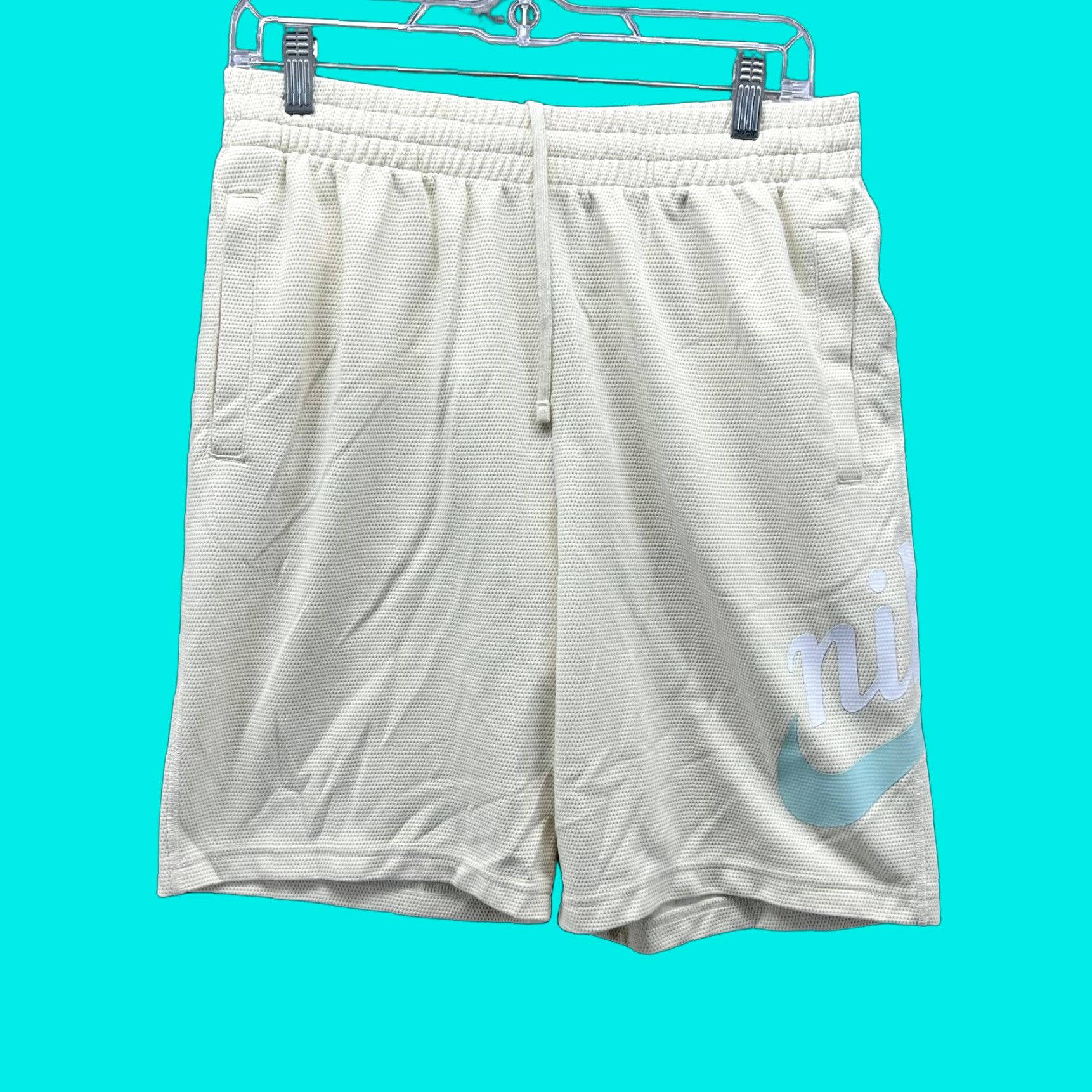 Nike Nike Shorts Men M Adult Beige Blue VTG Dri Fit Fleece Basketball Size US 31 - 1 Thumbnail