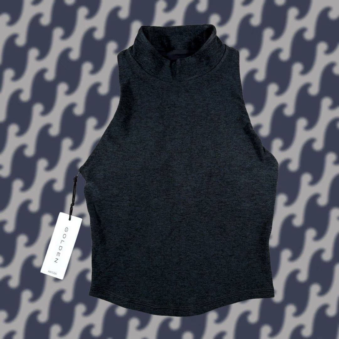 Aritzia VINTAGE NWT Aritzia Black Racerback Tank Top 2XS Women Crew Neck Sleeveless Soft Whip Golden Soft Whip NWT Size XXS / US 00 / IT 34 - 1 Thumbnail