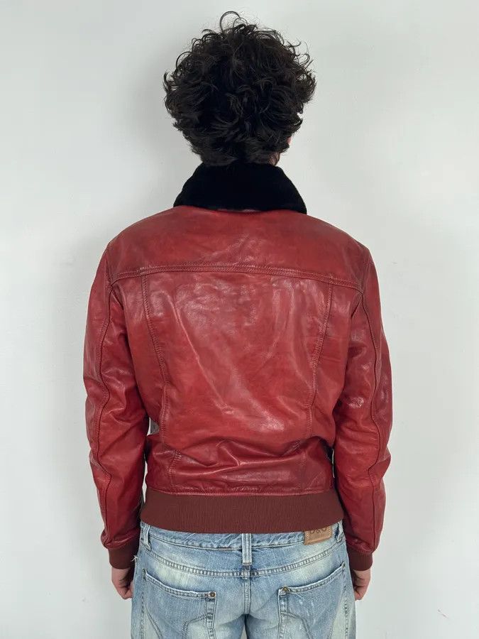 Dsquared2 AW2009 Dsquared2 Red Leather Fur Collar Jacket Size US M / EU 48-50 / 2 - 3 Thumbnail