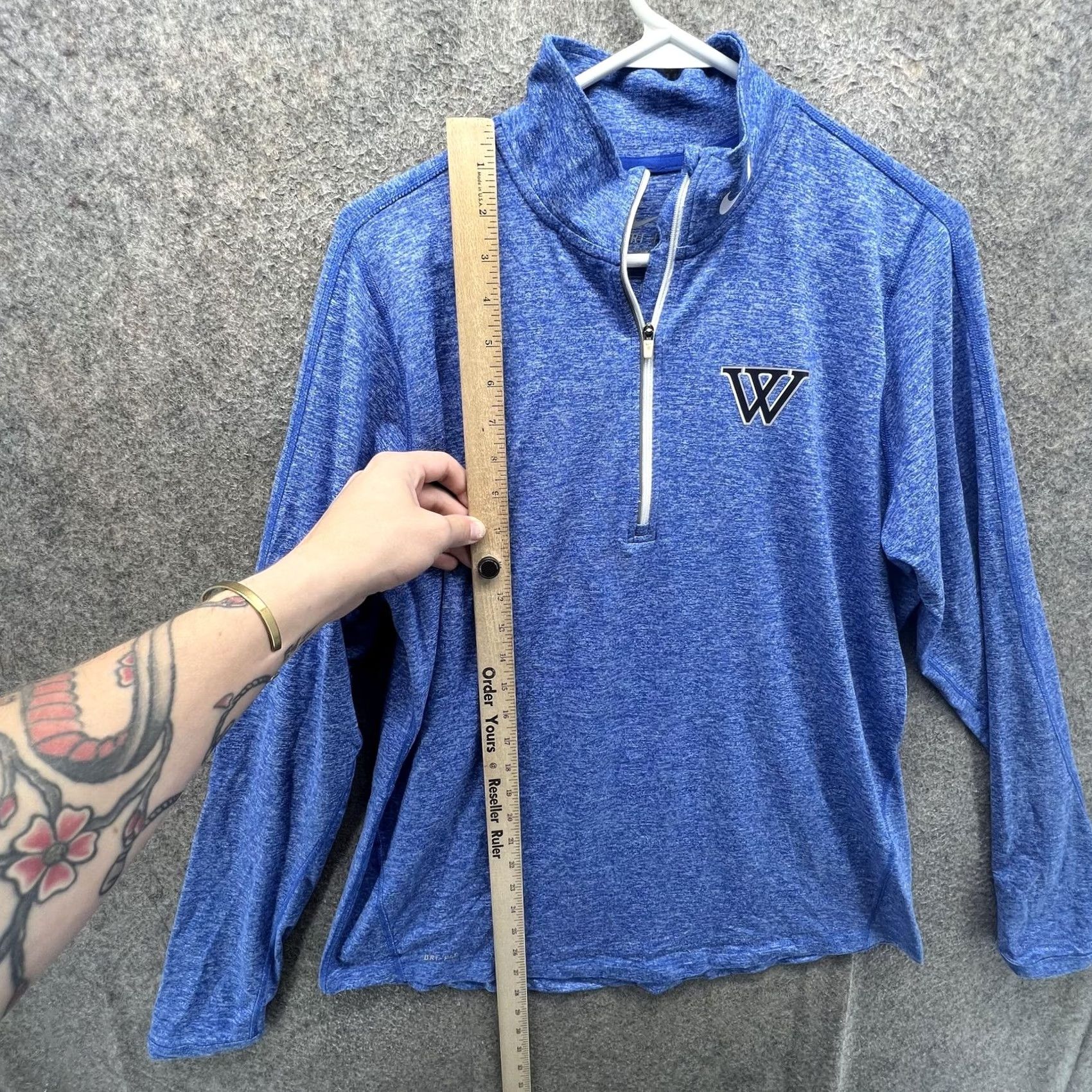 Nike Nike Dri-FIT Pullover Womens XL Blue Heather 1/4 Zip W Logo Shirt Top Long Sleeve Size XL / US 12-14 / IT 48-50 - 5 Thumbnail