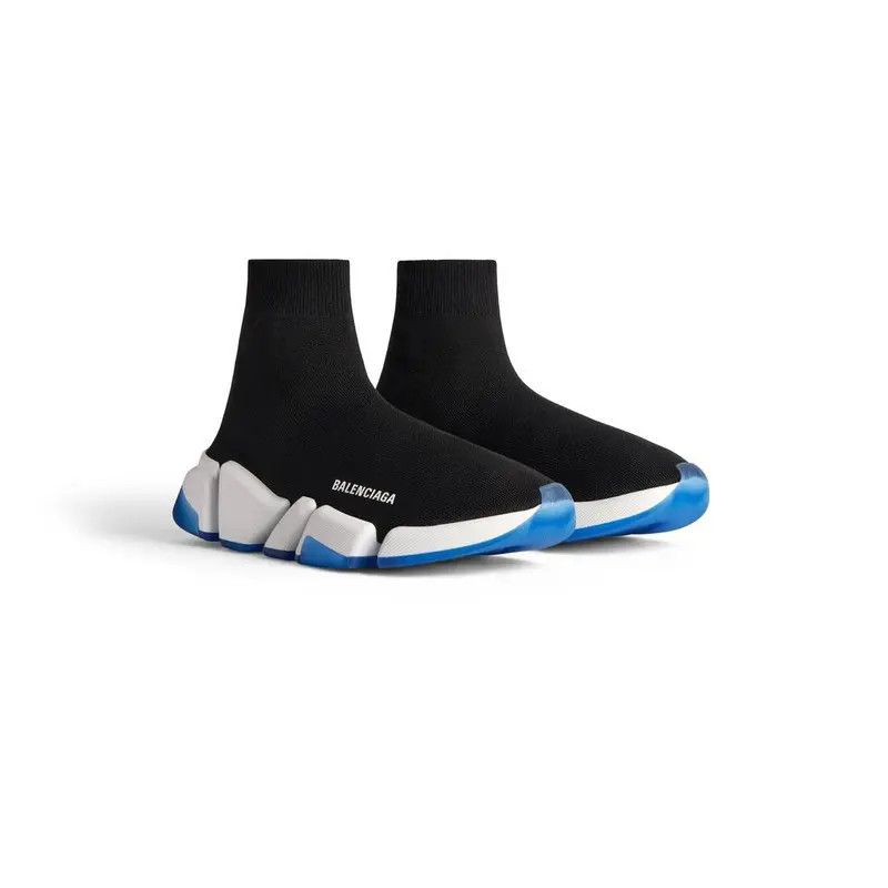 Balenciaga o1w1db10526 Speed 2.0 Clear Sole Recycled Knit Sneakers Size US 6 / EU 39 - 2 Thumbnail