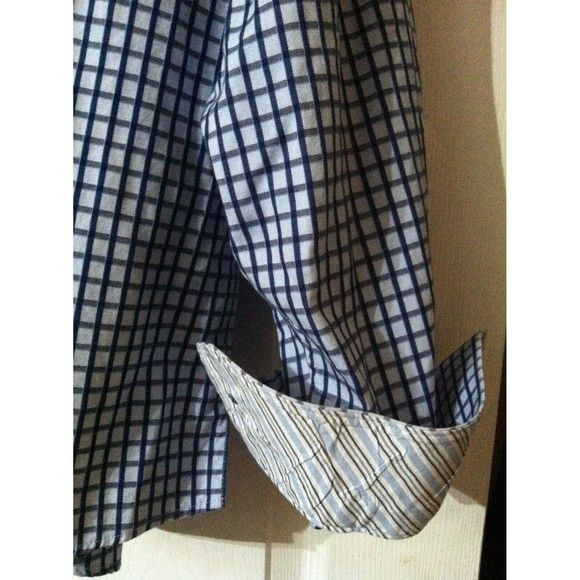 Jhane Barnes JHANE BARNES MENS BLUE PLAID 100%COTTON CASUAL SHIRT XXL Size US XXL / EU 58 / 5 - 5 Thumbnail