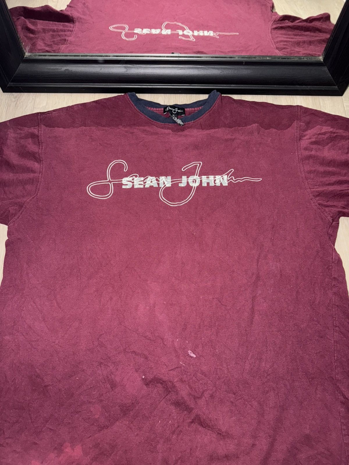 Sean John × Vintage Vintage / Y2K Sean John Burgundy Logo Shirt Size US XL / EU 56 / 4 - 2 Thumbnail