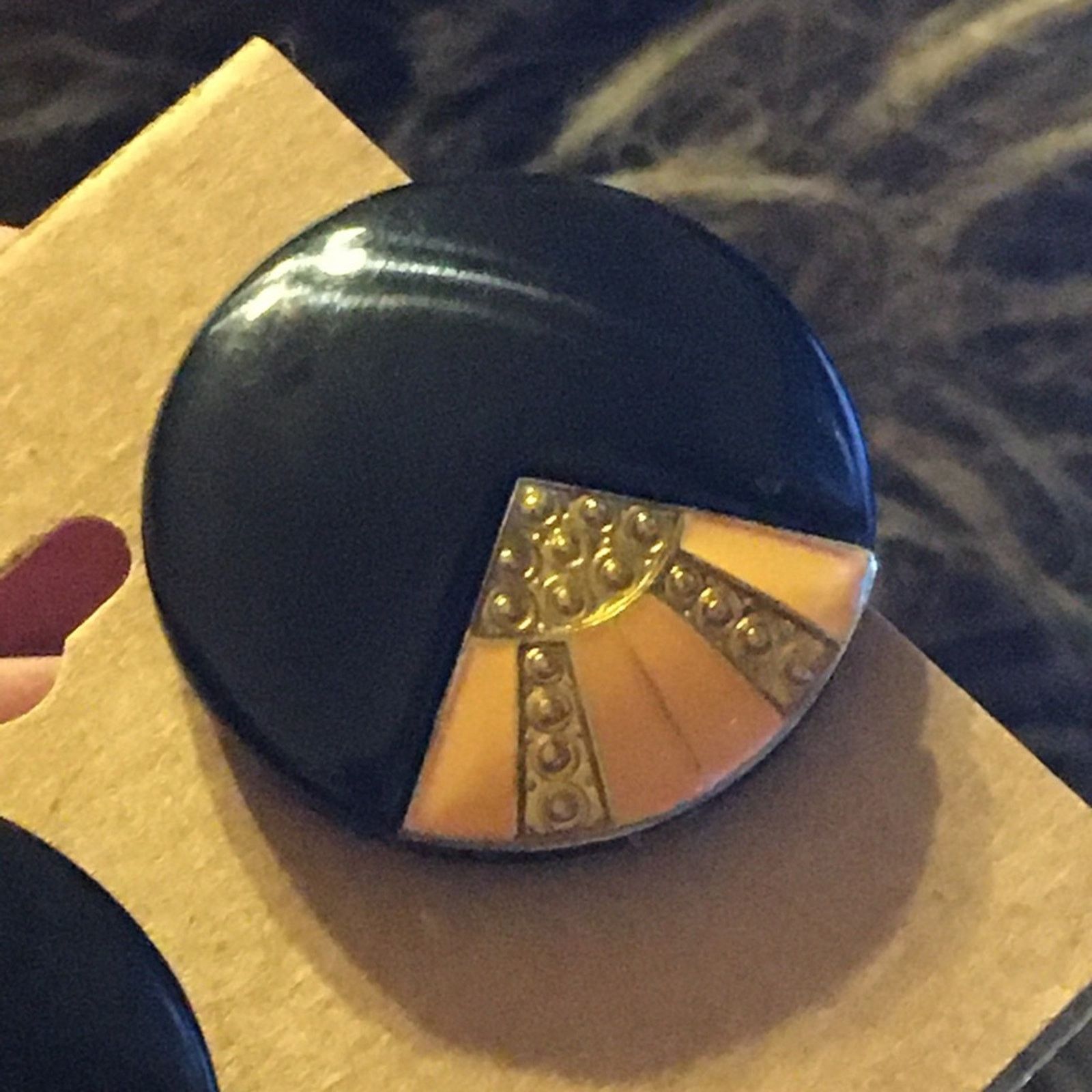 Vintage Vintage 80s gold/peach/black plastic disc earrings Size ONE SIZE - 3 Thumbnail