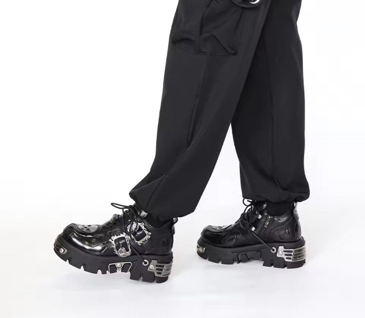 Cyber Goth Platform Boots - Silver Buckle Hardware