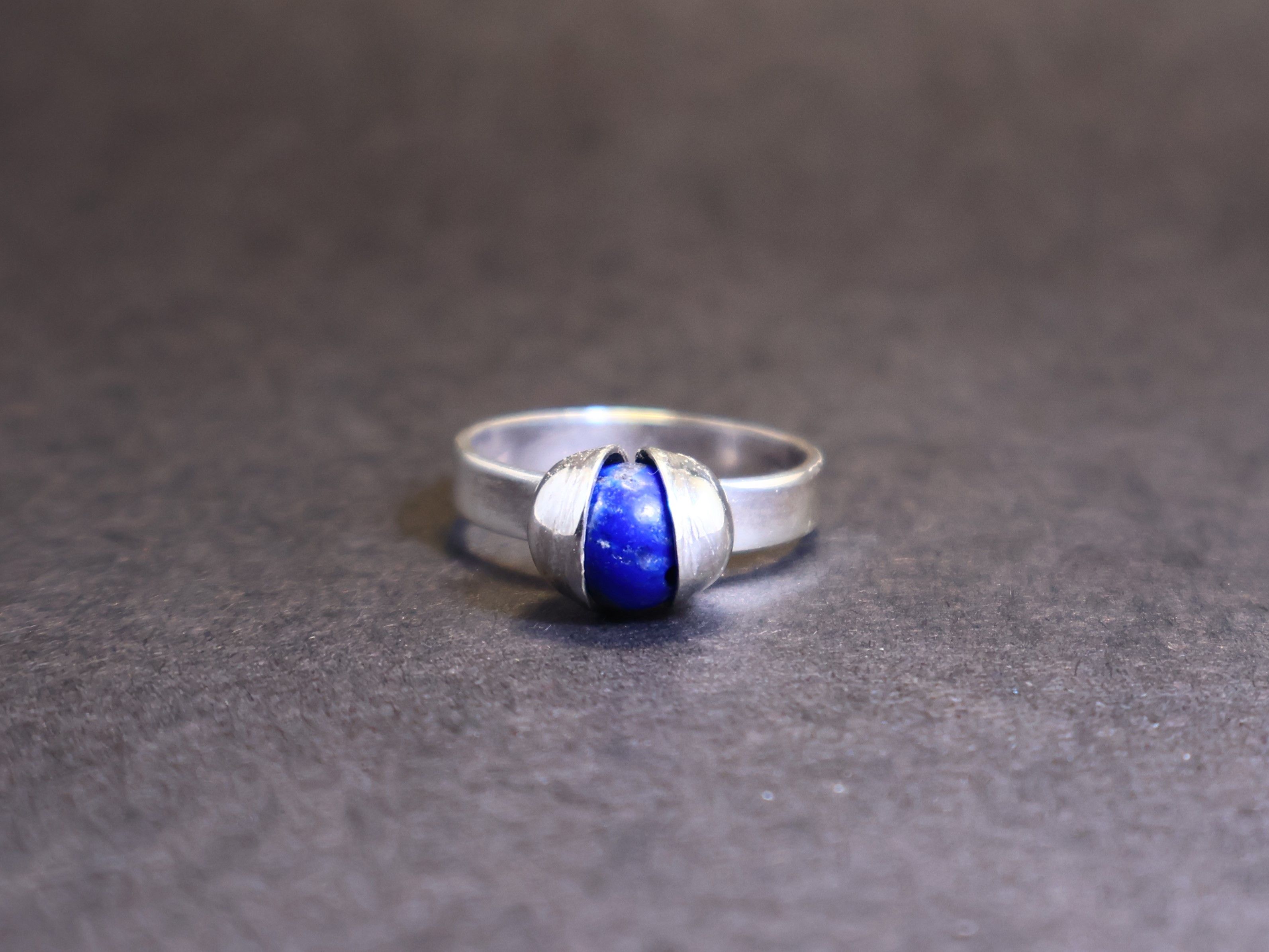 Handmade Lapis Lazuli Ring, Sterling Silver Handmade Gemstone Ring, Size ONE SIZE - 1 Thumbnail