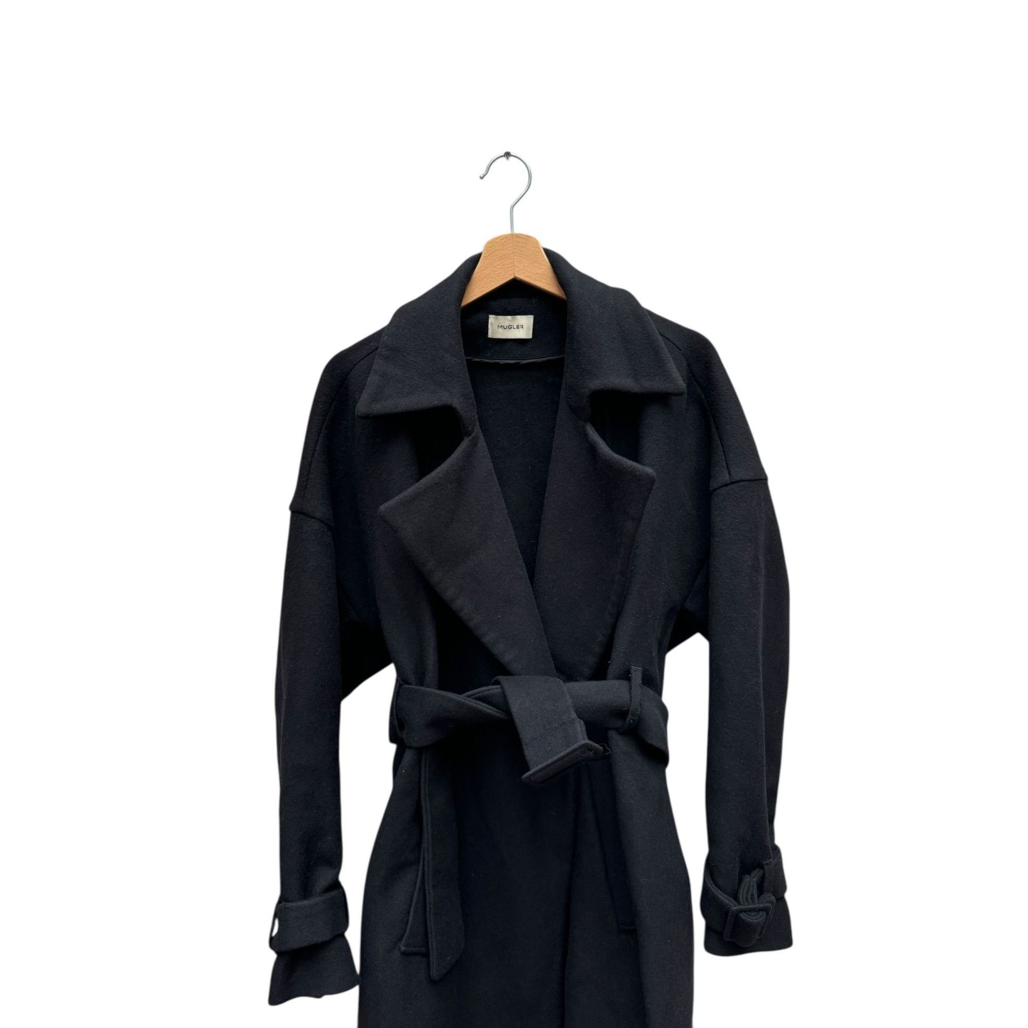 Mugler Black Wool Belted Coat Size M / US 6-8 / IT 42-44 - 2 Thumbnail