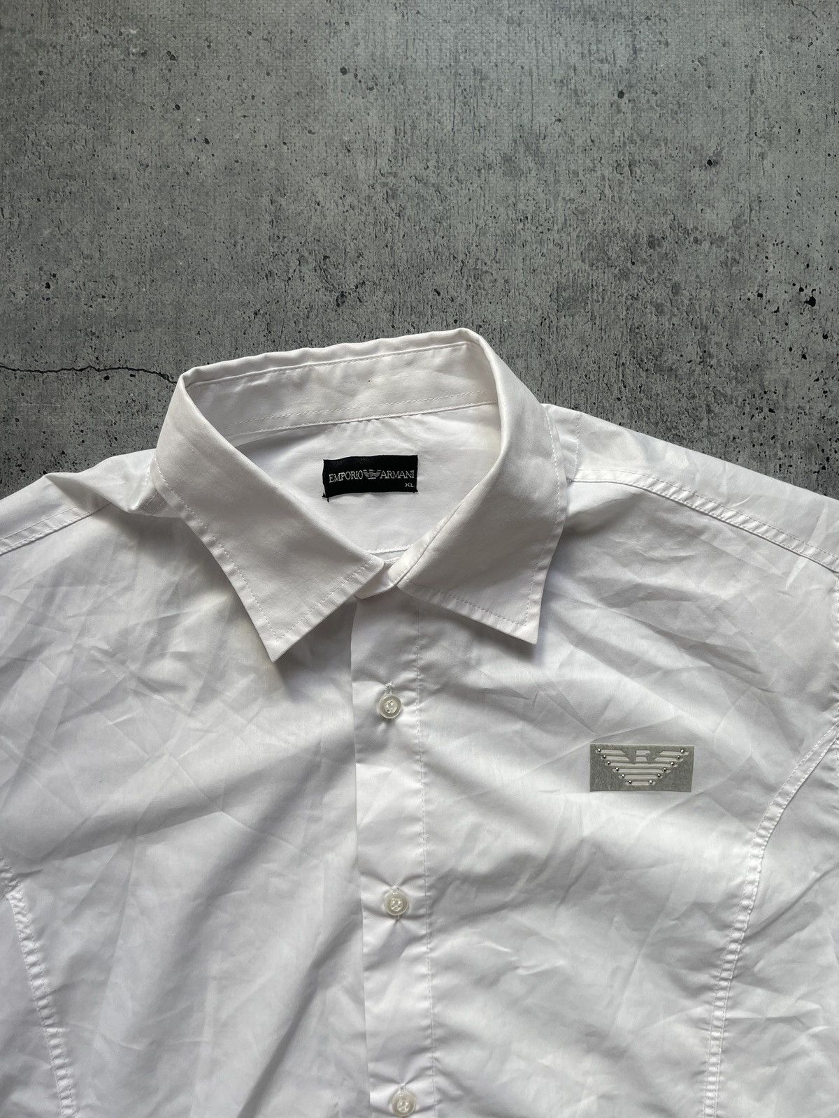 Armani × Vintage Shirt Armani Jeans Vintage White Button Ups Luxury Size US L / EU 52-54 / 3 - 3 Thumbnail