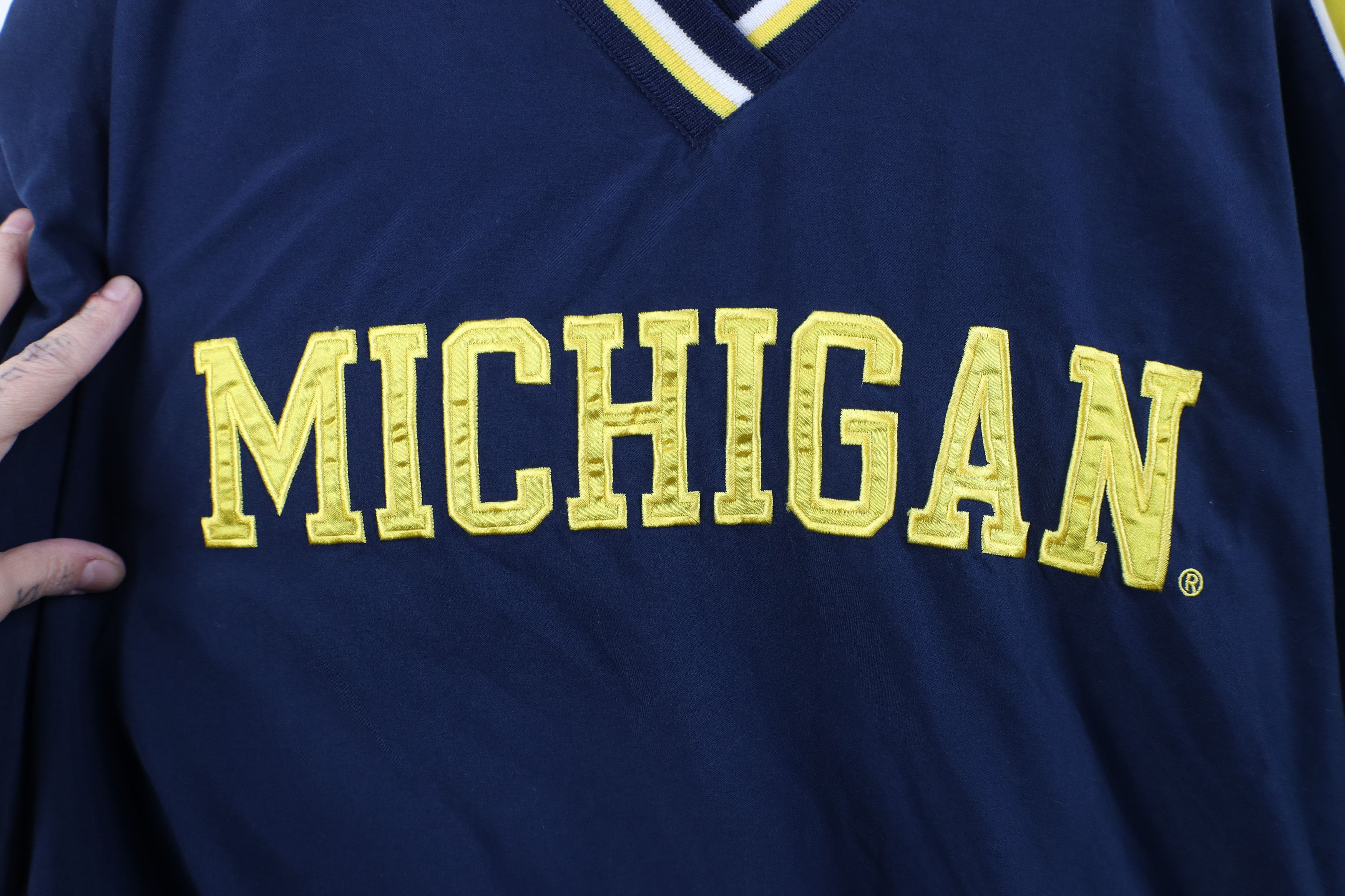 Vintage Vintage 90s Y2K University of Michigan Lined Pullover Jacket Size US XXL / EU 58 / 5 - 4 Thumbnail