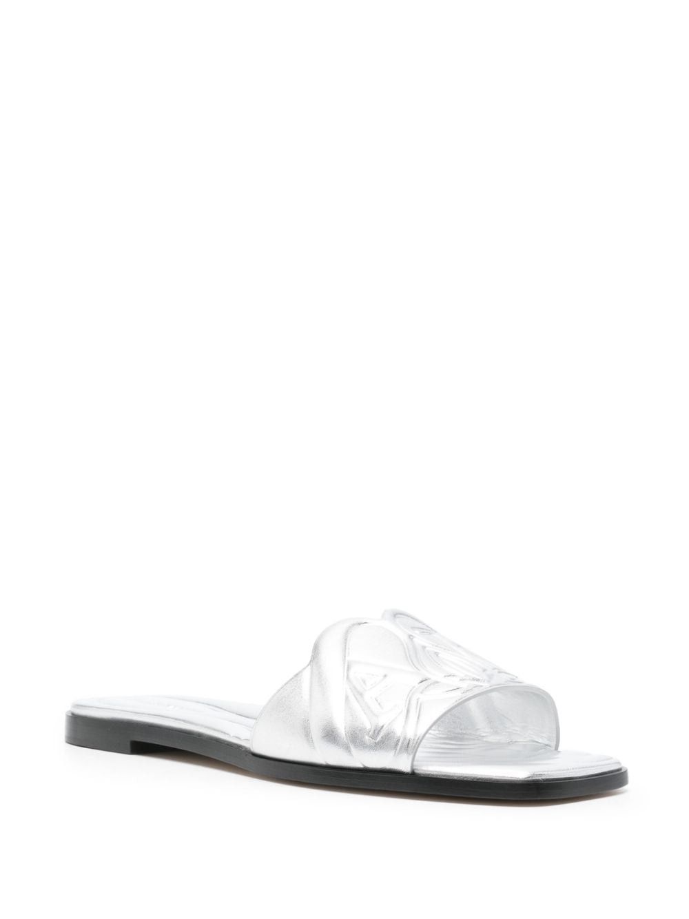 Alexander McQueen o1w1db10925 Seal Flat Slide Sandal in Silver Size US 6 / IT 36 - 3 Thumbnail