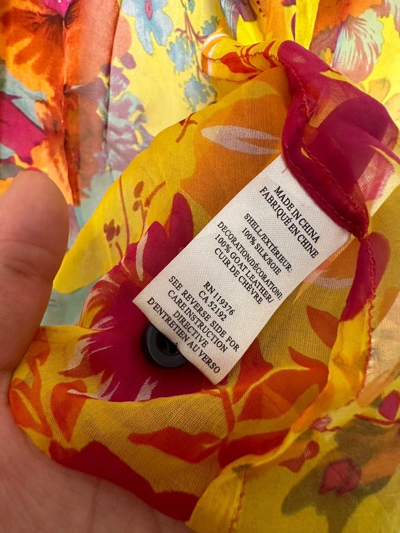Helmut Lang HELMUT LANG Orange series peony printed mulberry silk open Size L / US 10 / IT 46 - 4 Thumbnail