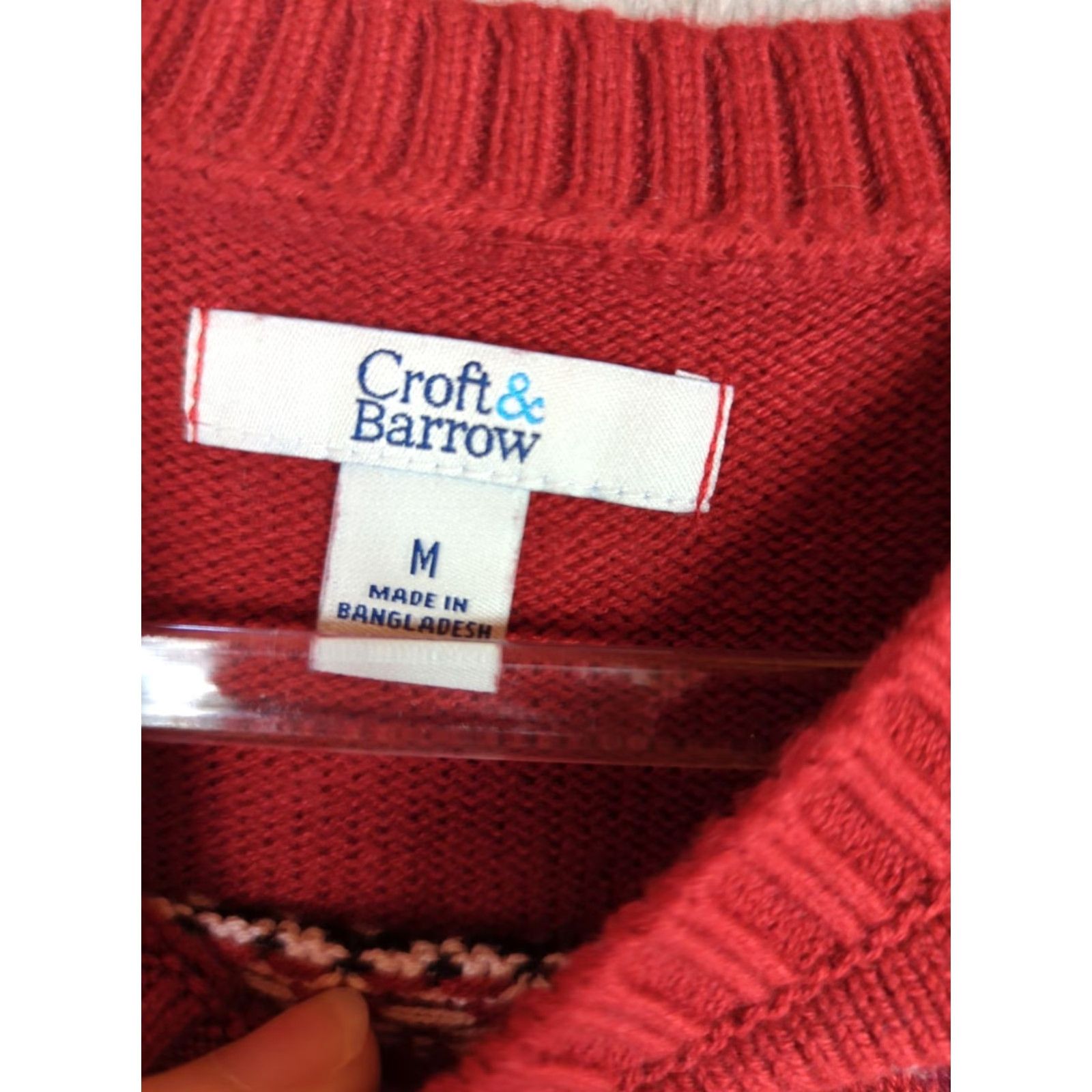 Croft & Barrow Croft Barrow Sweater Medium Red Long Sleeve Crew Neck Stripe Fair Isle Christmas Pullover Womens Size M / US 6-8 / IT 42-44 - 4 Thumbnail