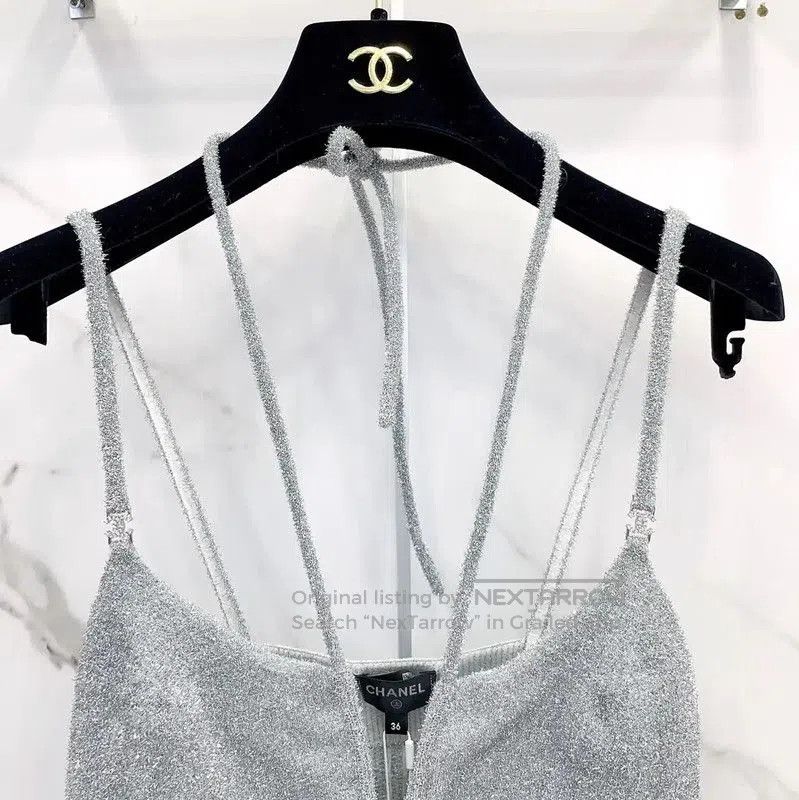Chanel Chanel Silver Polyester Women's Top . Size M / US 6-8 / IT 42-44 - 2 Thumbnail