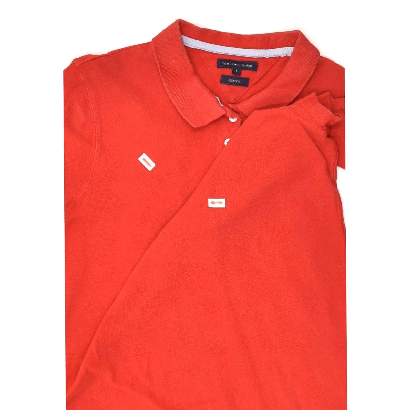 Tommy Hilfiger TOMMY HILFIGER Womens Polo Shirt Large Red Cotton Slim Fit Size L / US 10 / IT 46 - 3 Thumbnail