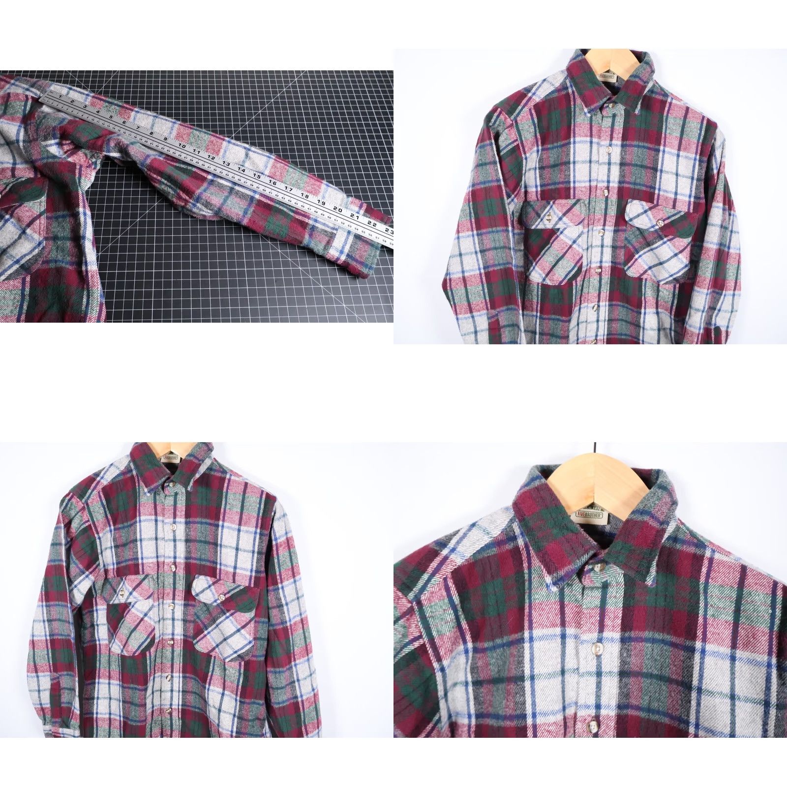 Vintage VINTAGE Five Brothers Button-Up Shirt Plaid Men's Medium Gray Purple Green Flannel 90s Retro Hipster Grunge Casual Workwear Size US M / EU 48-50 / 2 - 8 Thumbnail