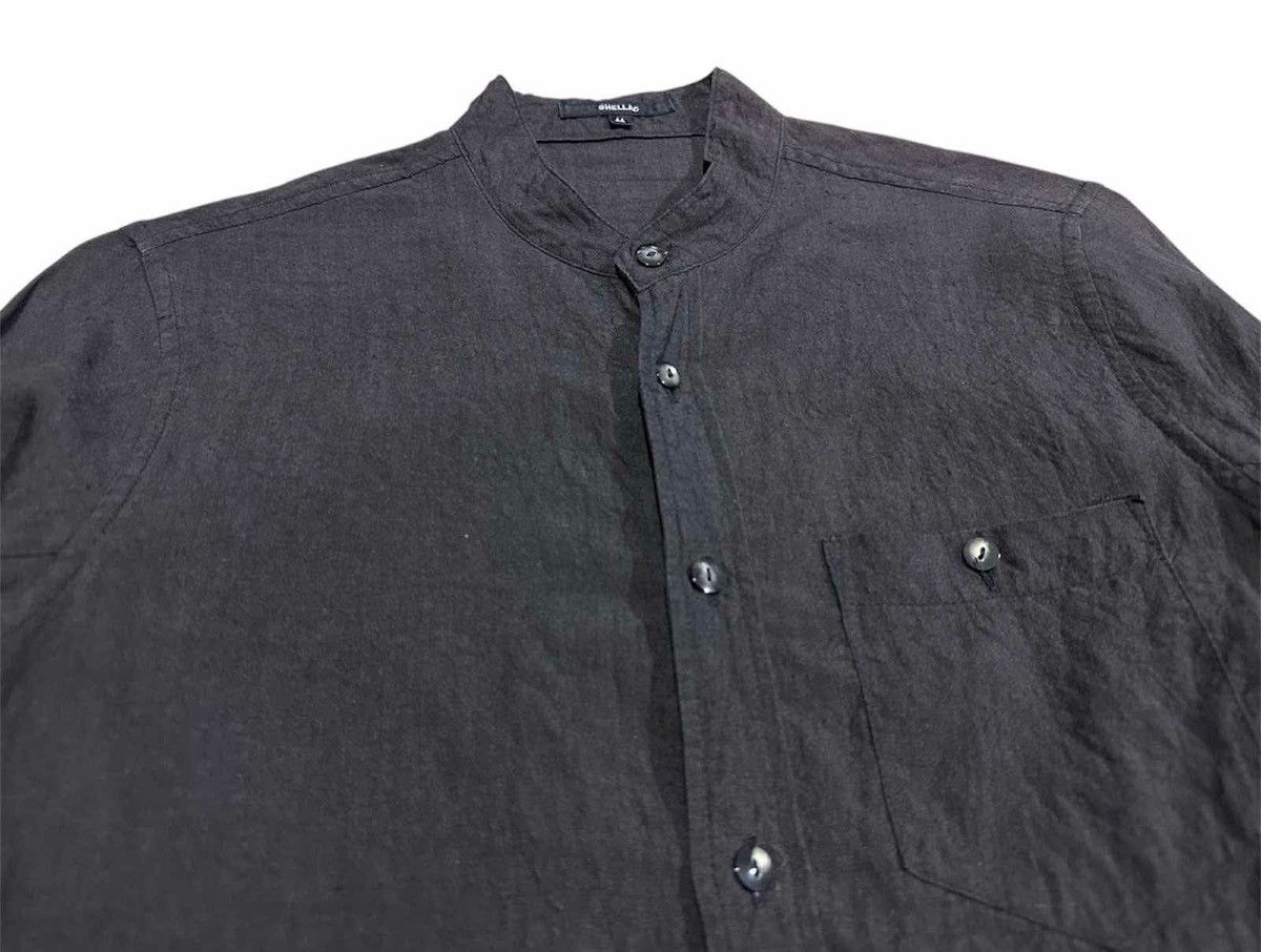 🔥Y2K Archived Shellac Black Hemp Shirt Collarless Goth Punk