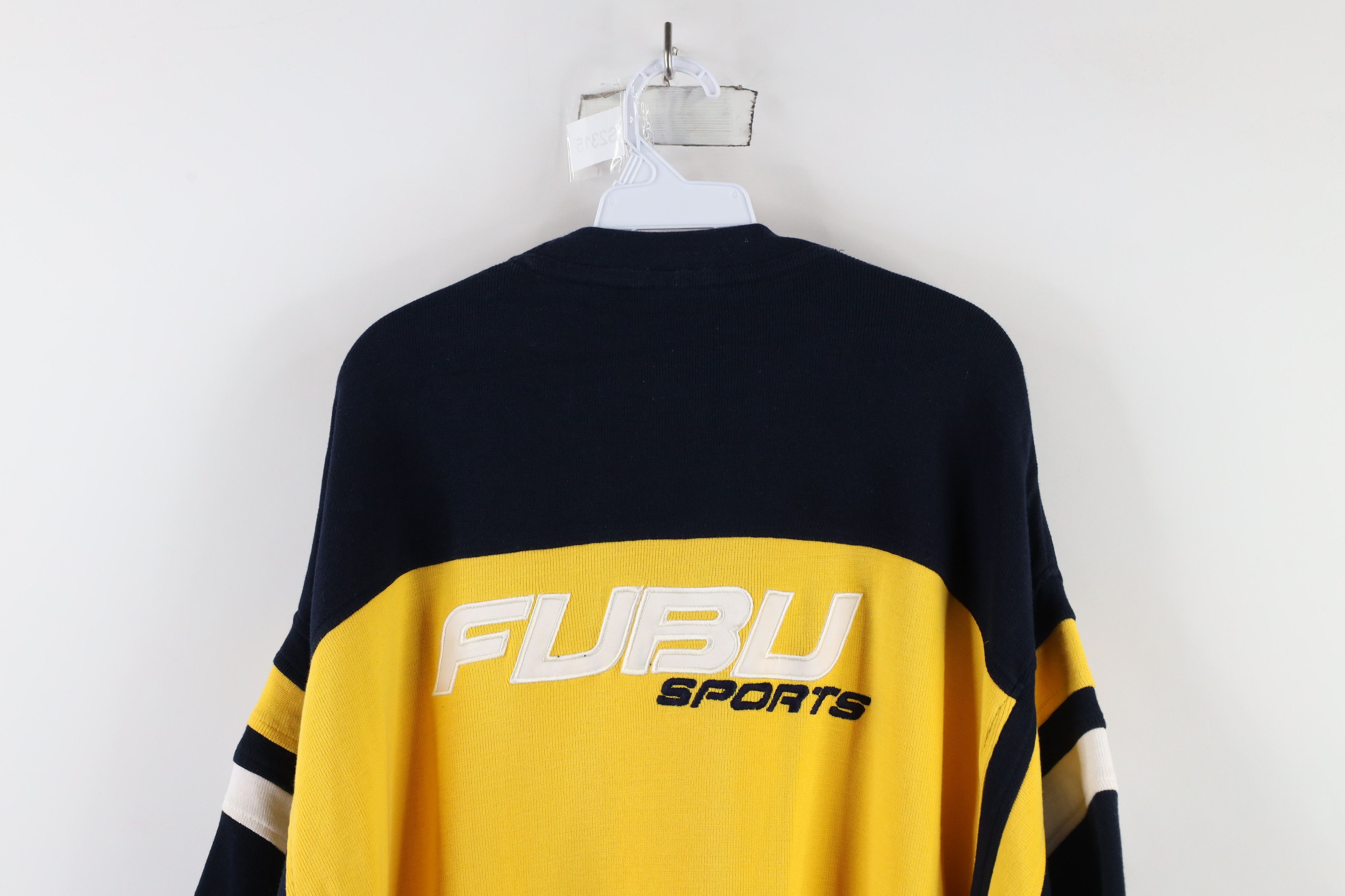 Fubu × Vintage Vintage 90s Fubu Sports Spell Ribbed Knit Baggy Fit T-Shirt Size US XXL / EU 58 / 5 - 13 Thumbnail