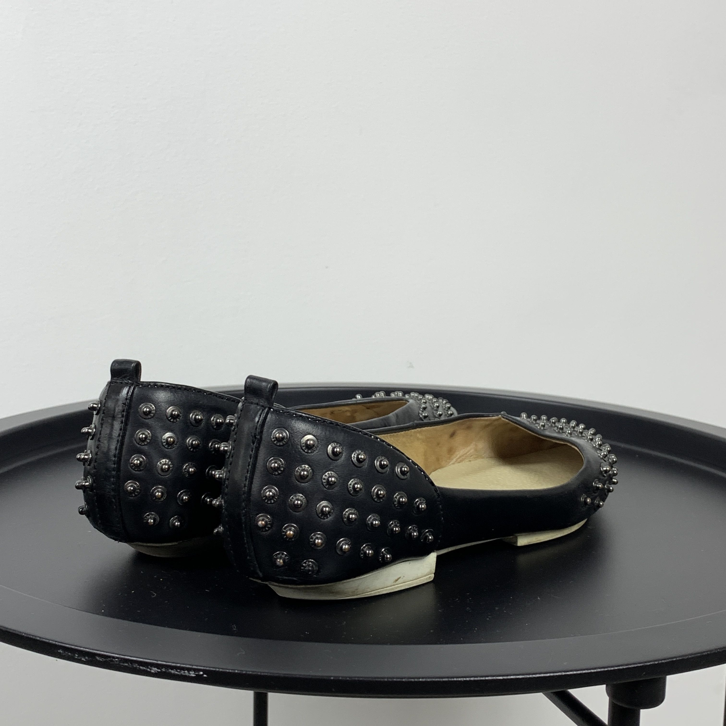 Diesel Vintage Diesel Y2K Rare Black Leather Flats Rivet Shoes Size US 8.5 / IT 38.5 - 10 Thumbnail