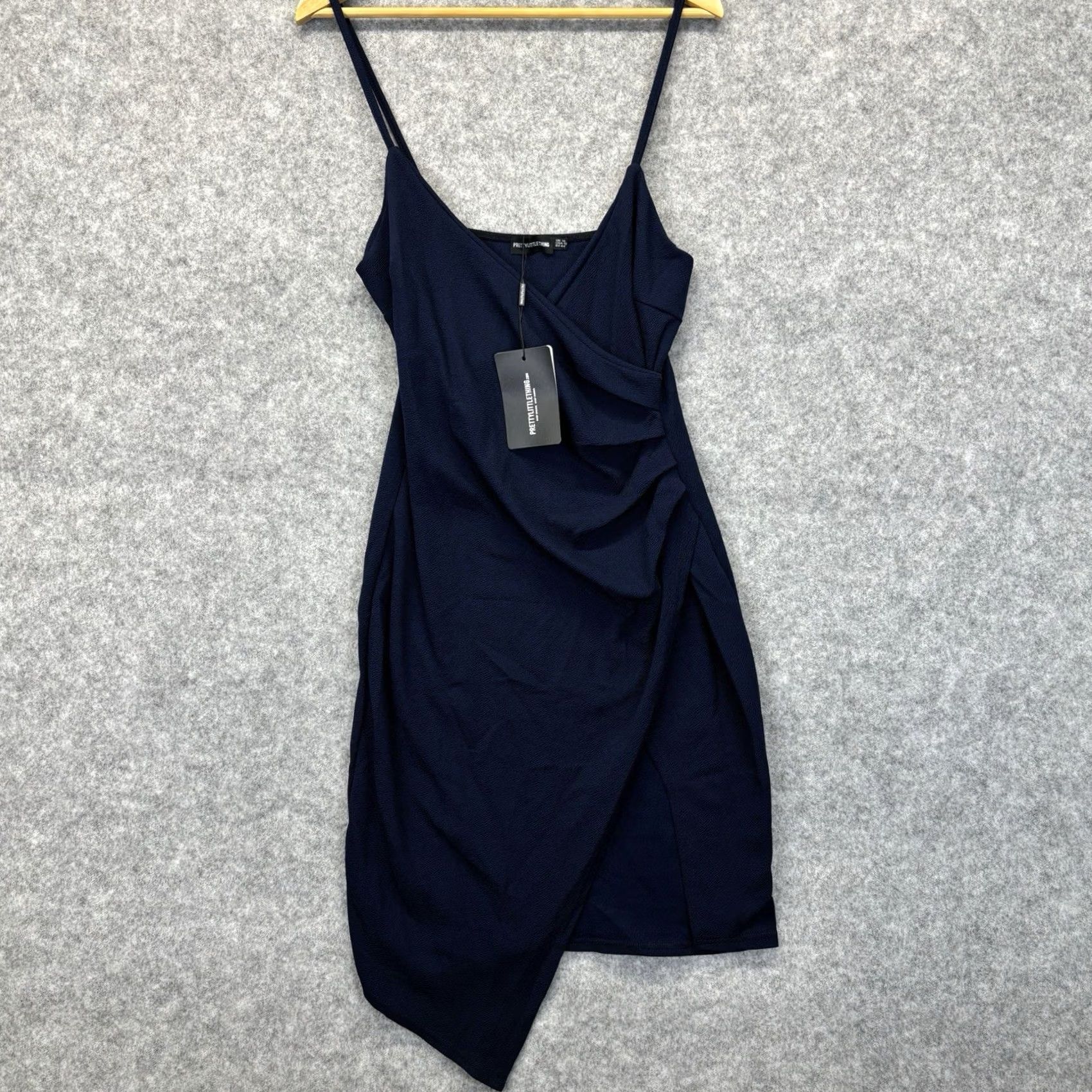 PrettyLittleThing Pretty Little Thing Dress UK 16 Navy Lauriell Wrap Front Crepe Midi New With Tag Size XXL / US 16-18 / IT 52-54 - 2 Thumbnail