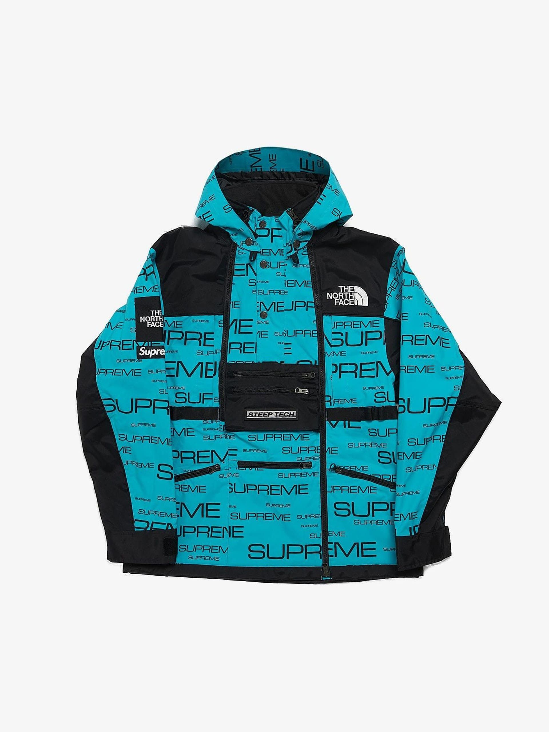 The North Face Blue and Black All Over Logo Printed Polyester Anorak Size US M / EU 48-50 / 2 - 1 Thumbnail