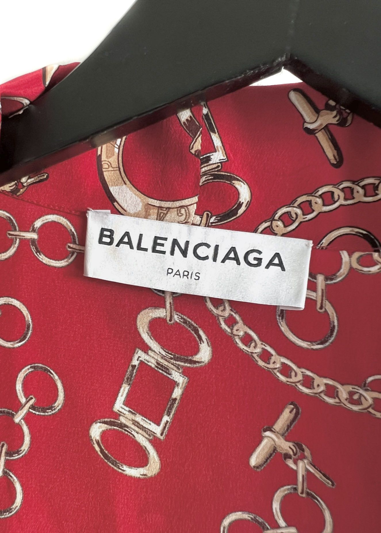 Balenciaga Balenciaga FW 2017 Red Chain Print Wrap Silk Kimono Blouse Size M / US 6-8 / IT 42-44 - 8 Thumbnail