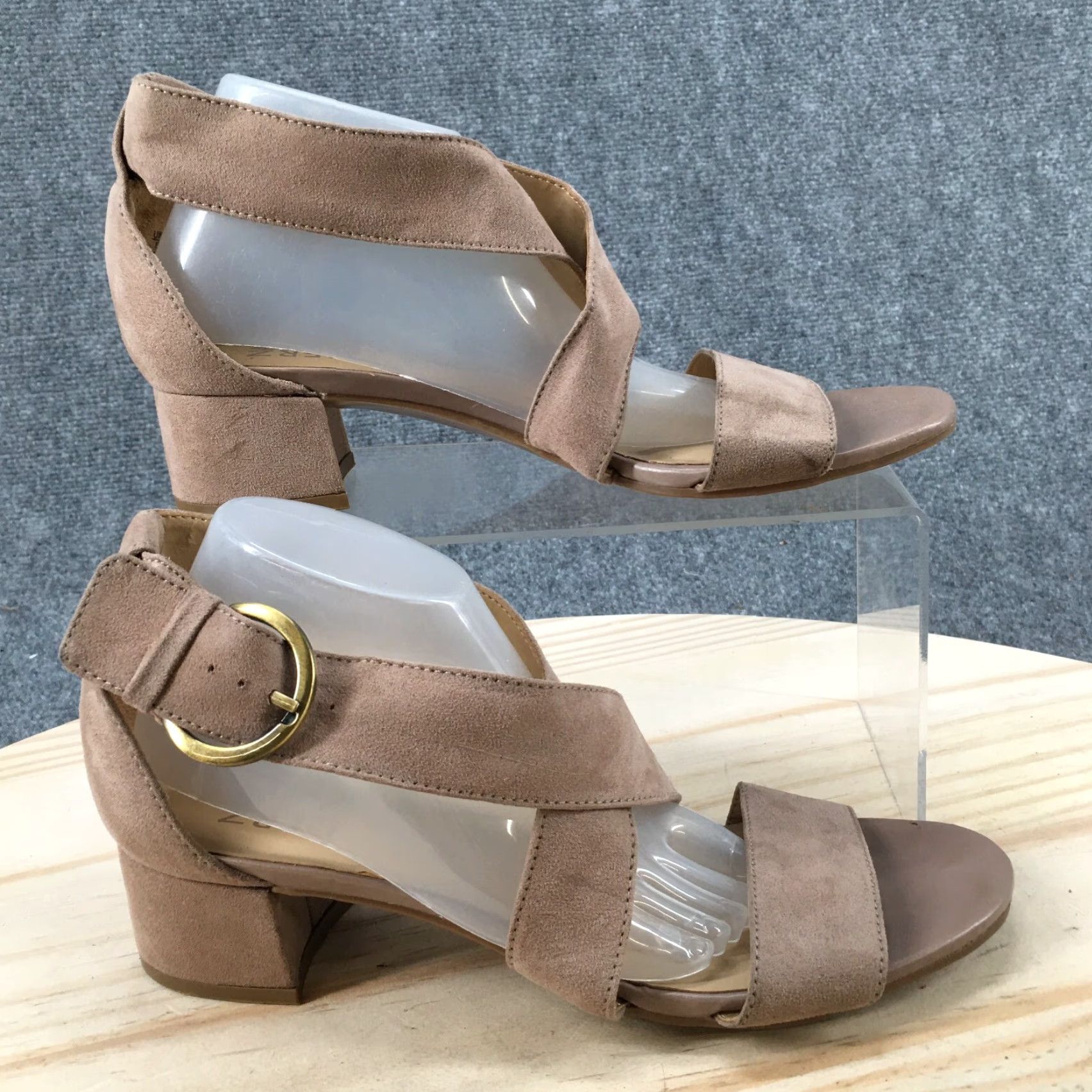 Naturalizer Naturalizer Sandals Amelia Strappy Low Heels Beige Fabric Buckle Womens 7 M Size US 7 / IT 37 - 2 Thumbnail