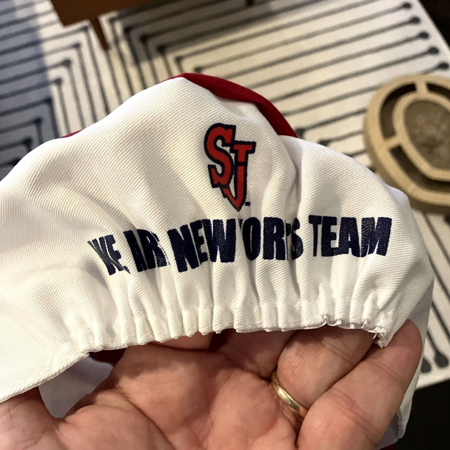 St. John VINTAGE St. John's Redmen BEASTS OF THE EAST Painters Cap Hat NWOT Size ONE SIZE - 2 Thumbnail
