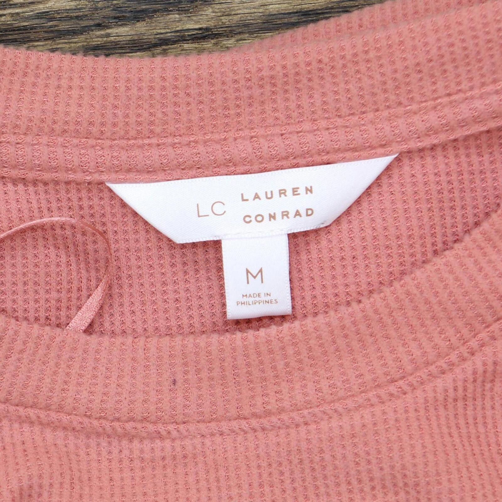 Designer NEW Lc Lauren Conrad Knit Waffle Lounge Top Pink Sheraton M Size M / US 6-8 / IT 42-44 - 3 Thumbnail