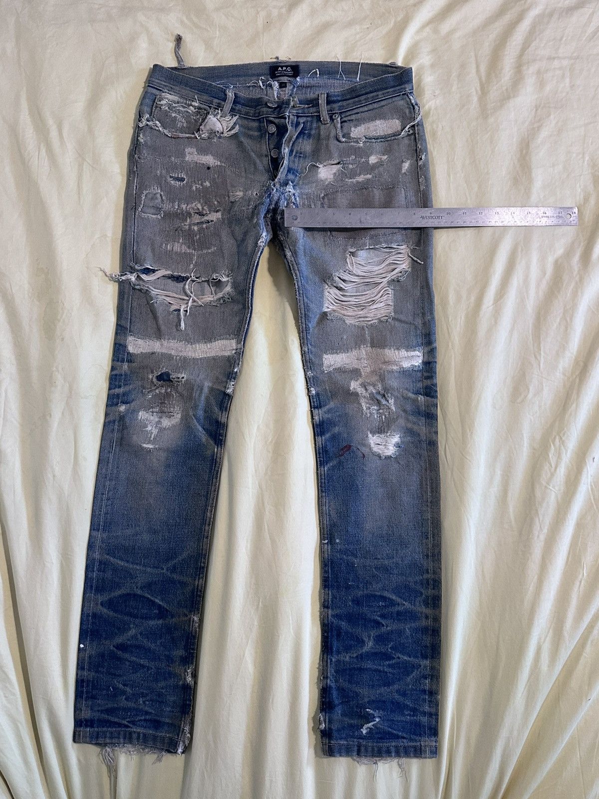 A.P.C. A.P.C. Distressed Denim Jeans – Heavy Fade – Tagged 3 Size US 29 - 2 Thumbnail
