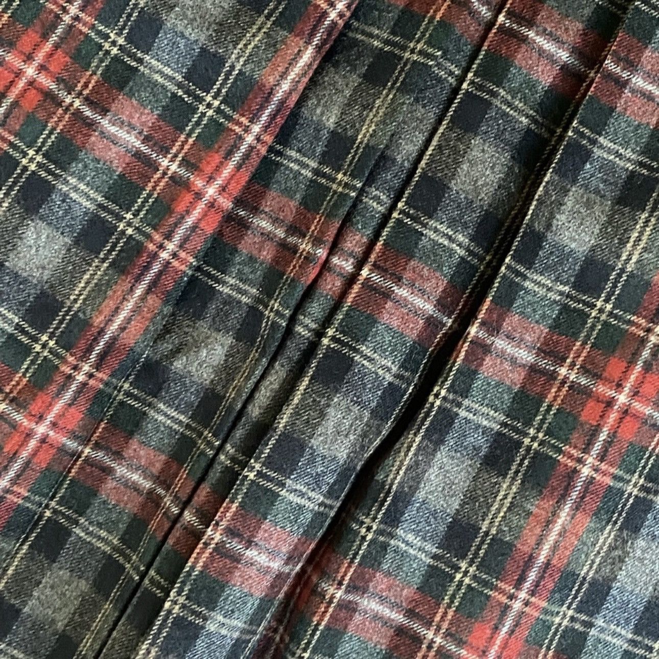 Vintage Vintage 70s Wool Plaid Pleated Skirt Gray Red L 14 Size 36" / US 14 / IT 50 - 4 Thumbnail
