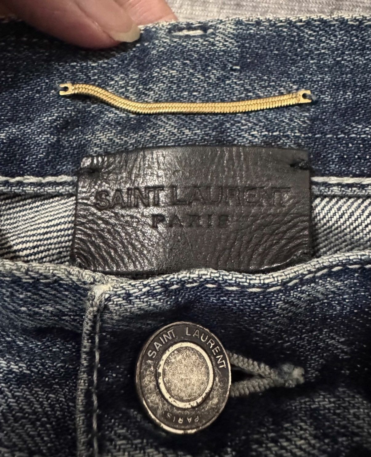 Saint Laurent Paris Saint Laurent Dark Blue "Cat Paw" Straight-Leg Denim Jeans Size US 26 / EU 42 - 6 Thumbnail