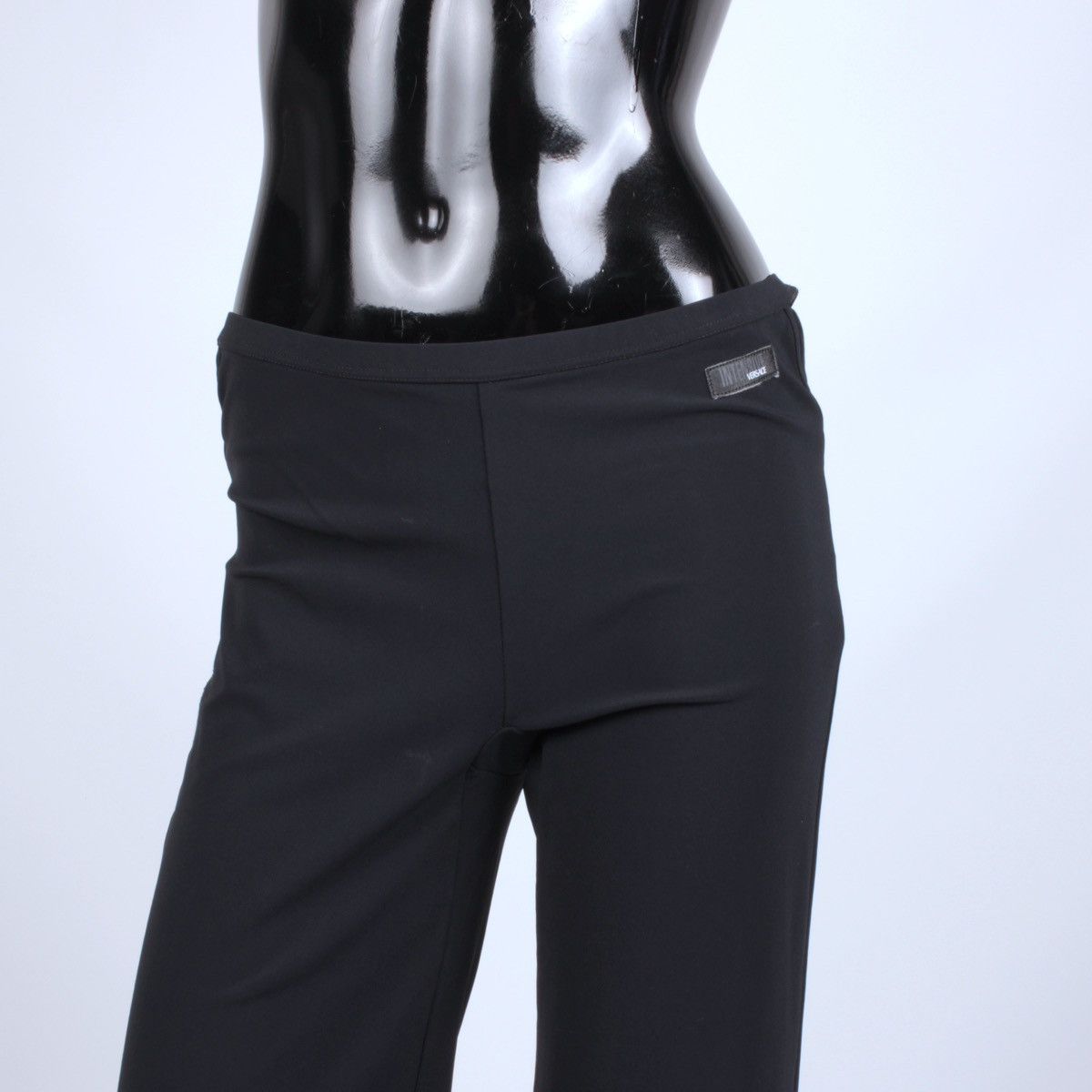 Versace × Vintage Versace Intensive Black Nylon Womens Wide Leg Pants Size 32" / US 10 / IT 46 - 2 Thumbnail