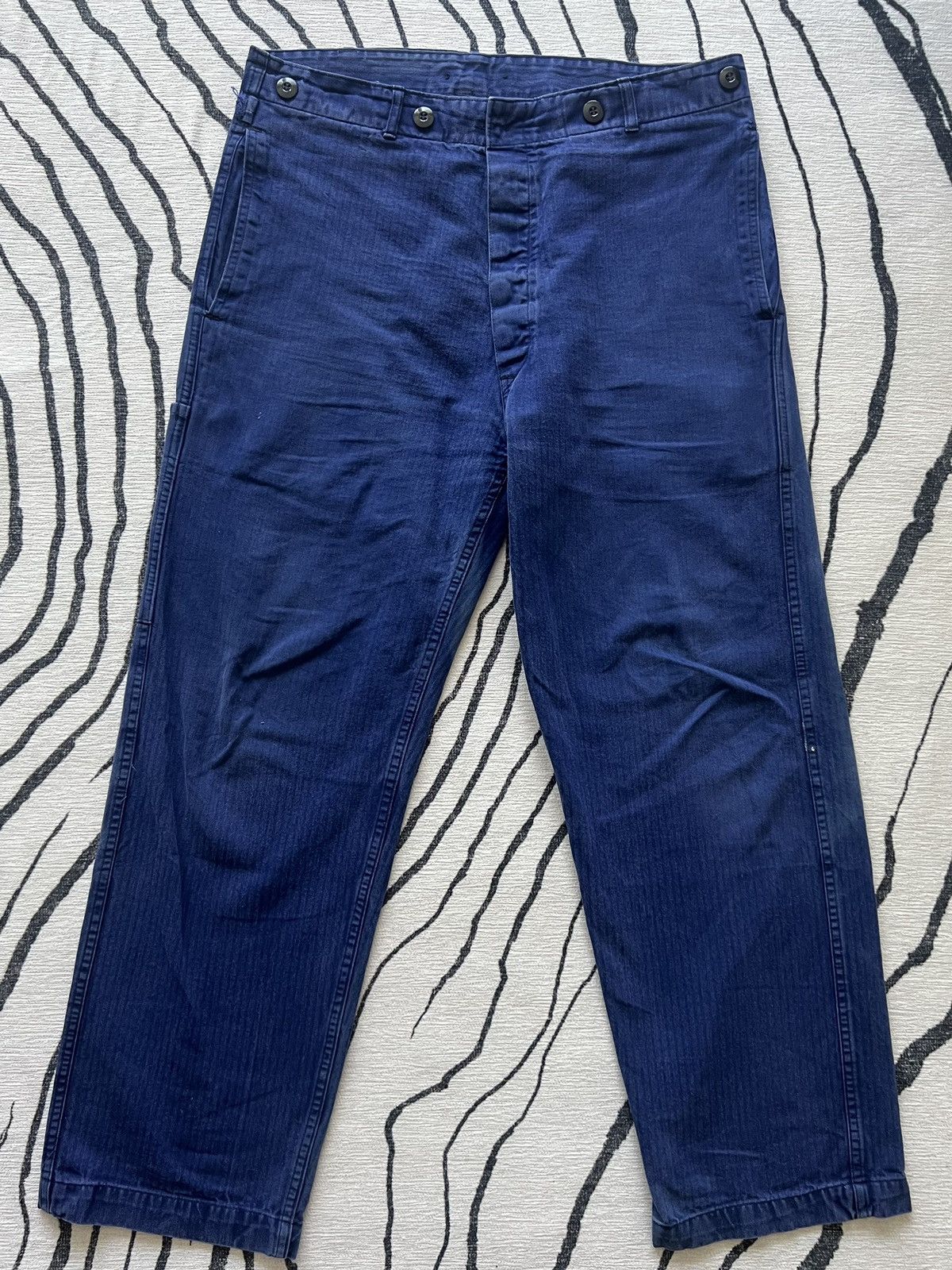 image of Vintage French Workwear Chore Pants in Blue, Men's (Size 34)