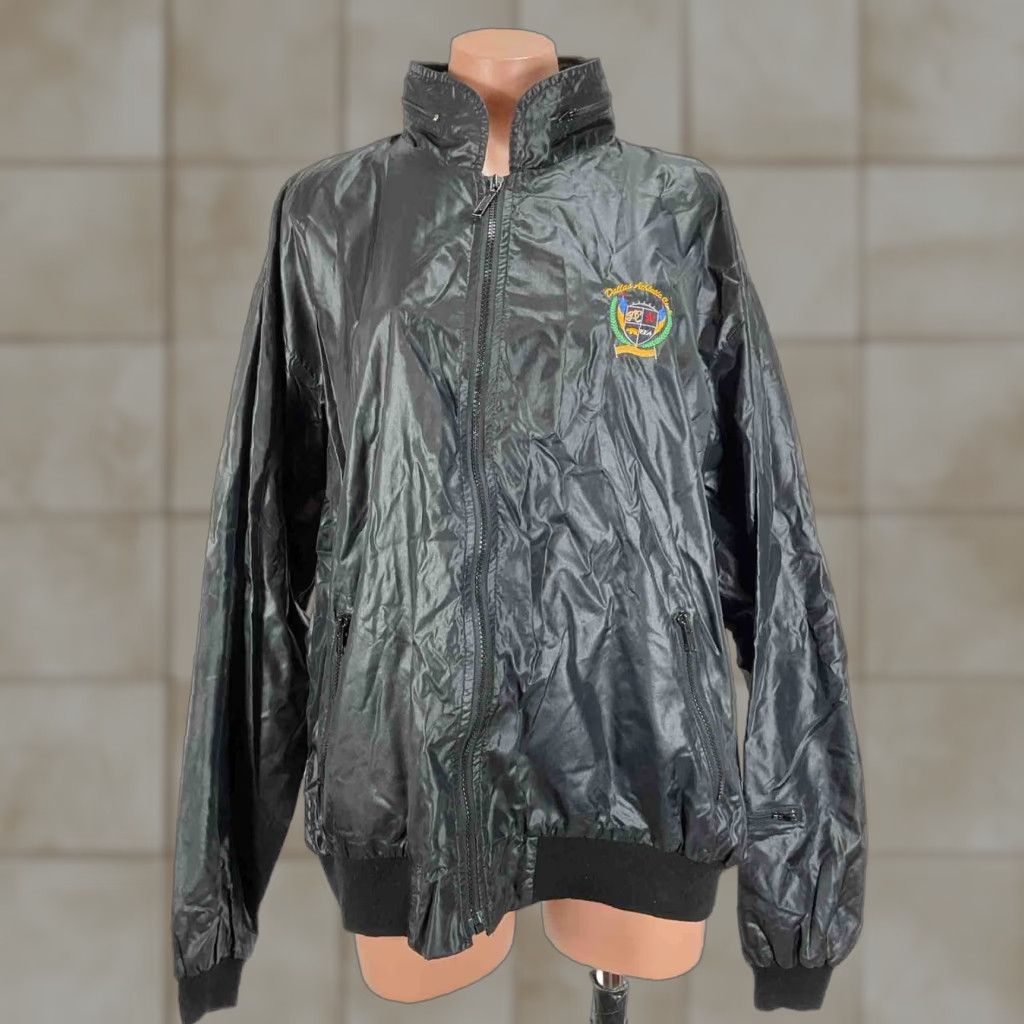 VINTAGE IZOD Club Jacket Mens 2XL Black Full Zip Athletic Windbreaker Outdoor Golf Jacket (2XL)