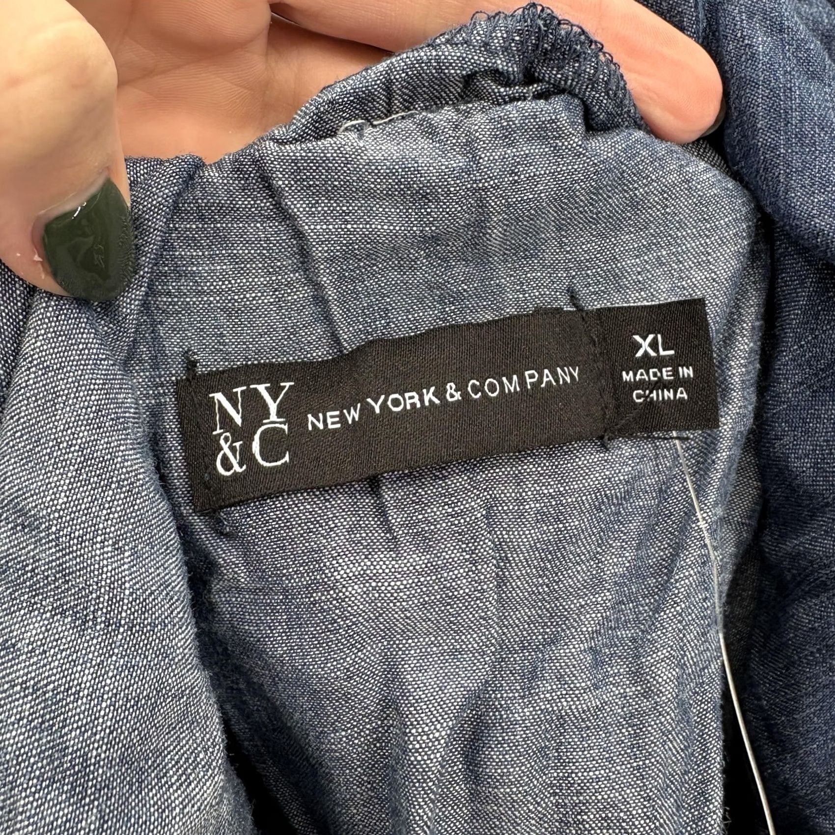 Vintage New York & Company Shirt Womens XL Blue Lyocell Chambray Peasant Boho Lagenlook Puff Sleeve Ruffle Size XL / US 12-14 / IT 48-50 - 5 Thumbnail